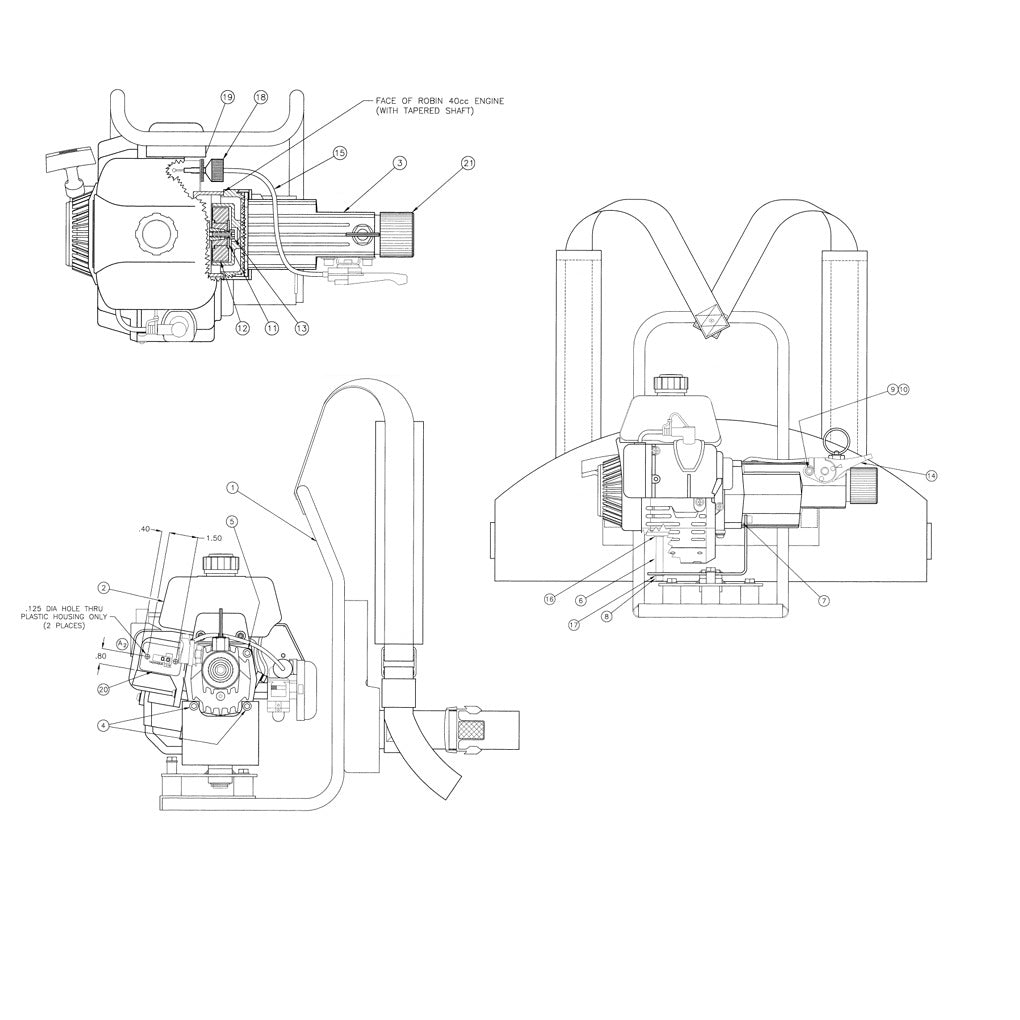 Assembly Backpack Unit Parts For WYC-402BP Backpack Vibrator Motor By Husqvarna