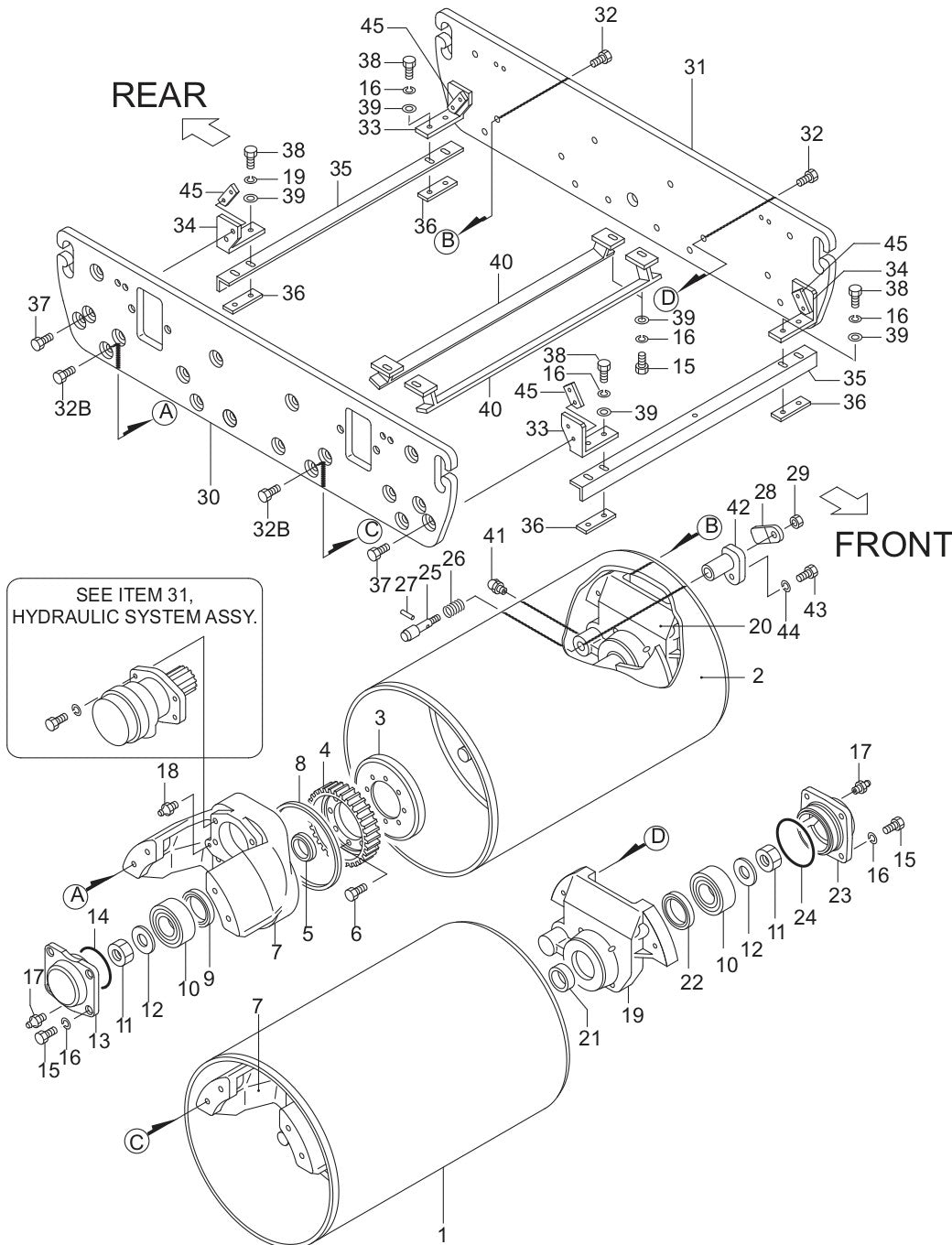 Axle Assembly Parts For MRH800DS2 Vibratory Rollers By Multiquip