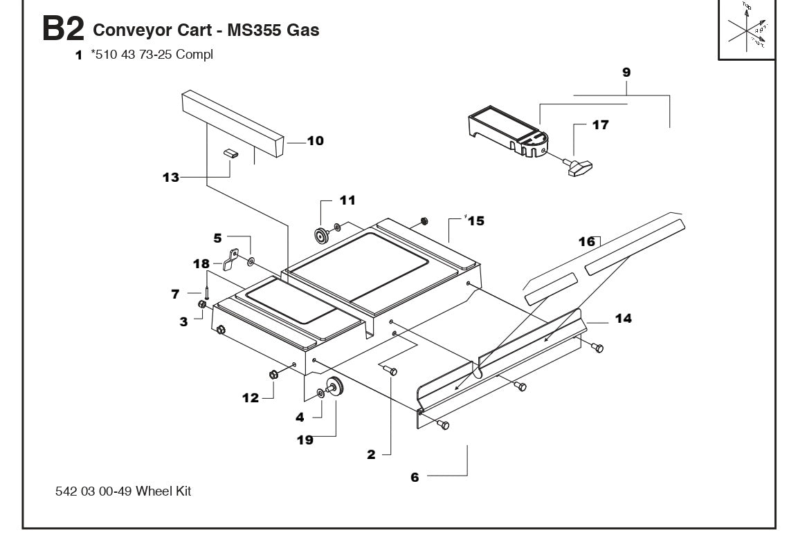 MS355 G Conveyor Cart, Gas Assembly Parts By Husqvarna