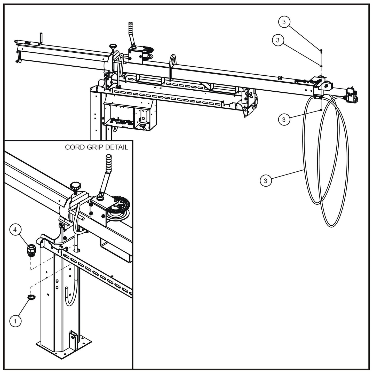 Laydown Balloon Light Tower Cord Install Group Assembly Parts for Maxi-Lite II and Night-Lite Pro II Units by Allmand