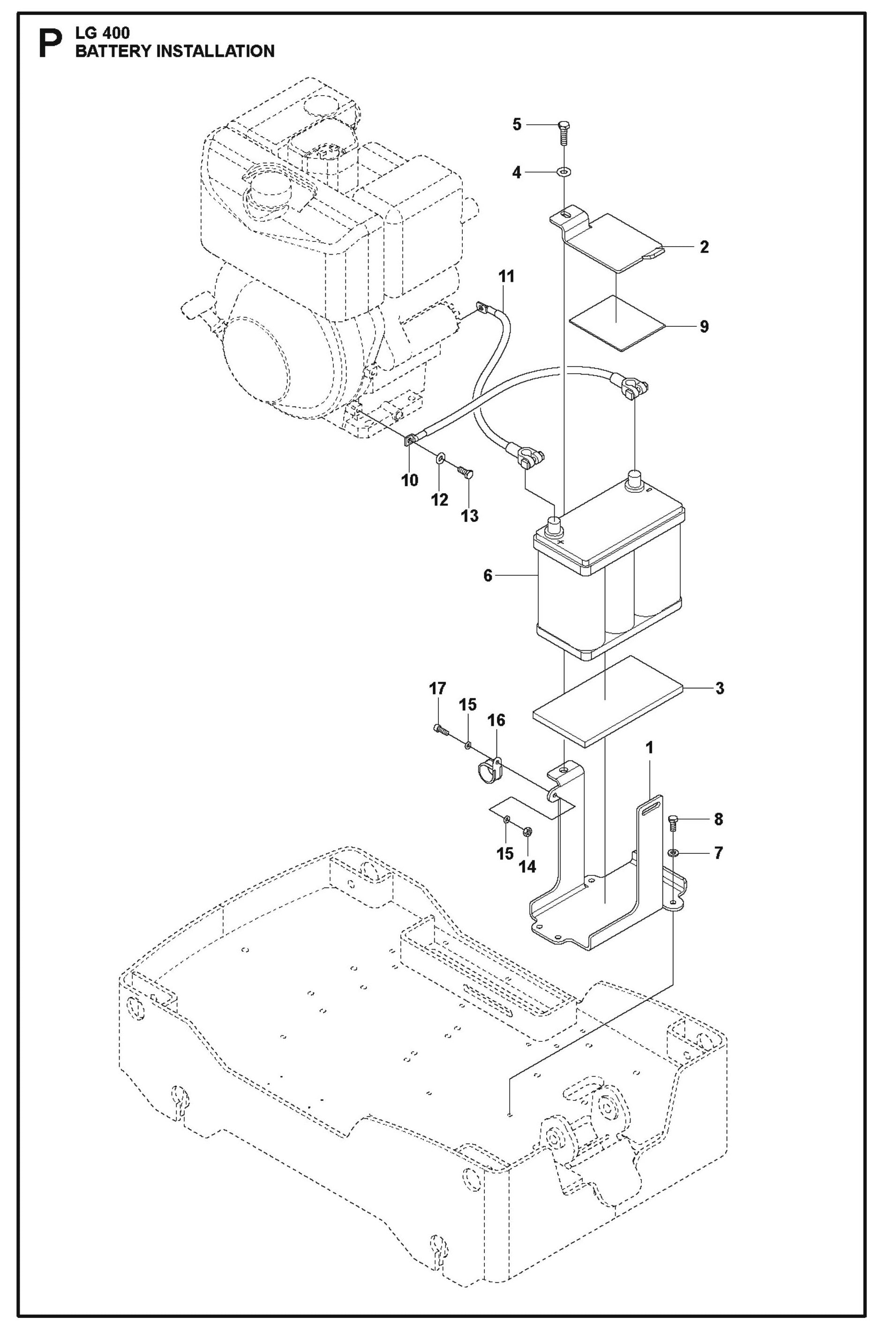 Battery Installation Parts For LG400 Diesel By Husqvarna