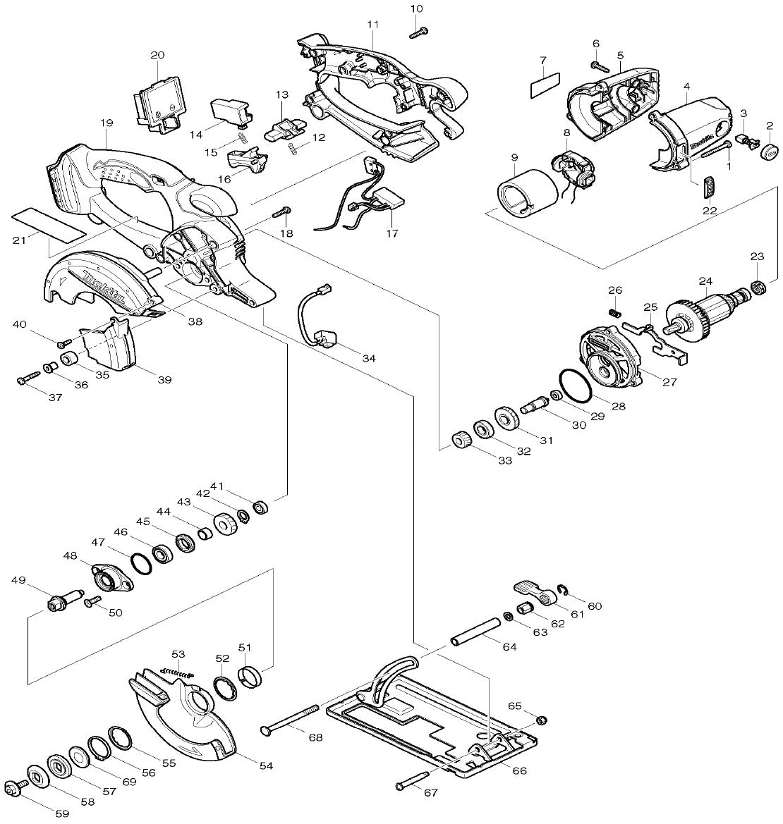BCS550 - 18V LXT Lithium Ion Cordless 5-3/8 Circular Saw Assembly Parts By Makita