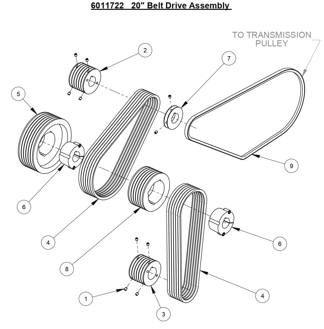 CC3538 JK 20" Belt Drive Assembly