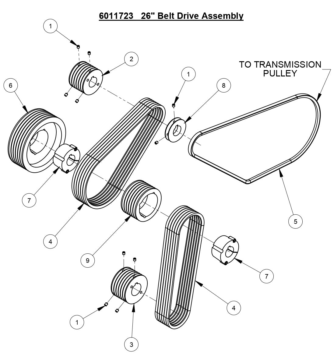 CC3538 JK 26" Belt Drive Assembly