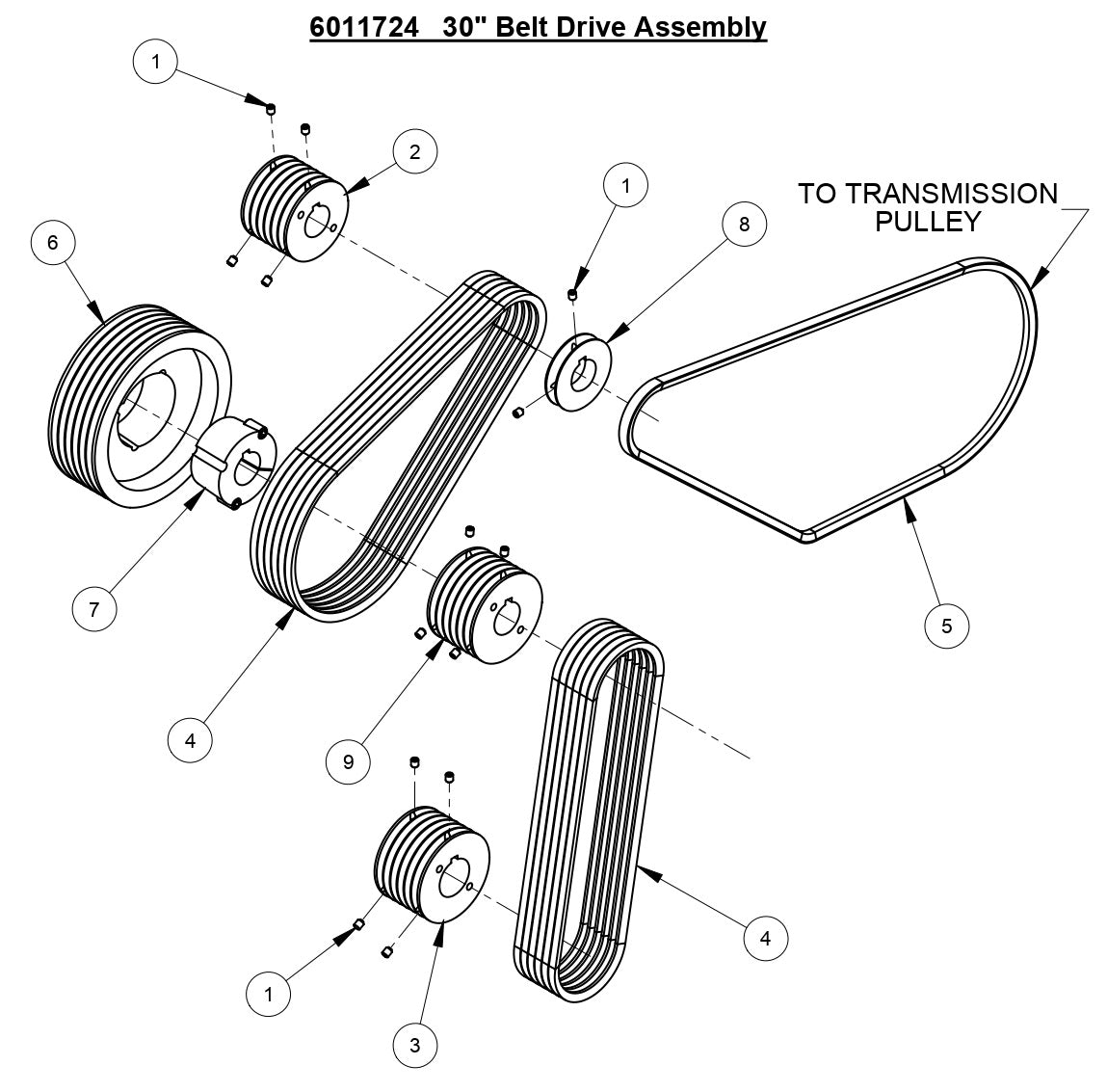 CC3538 JK 30" Belt Drive Assembly