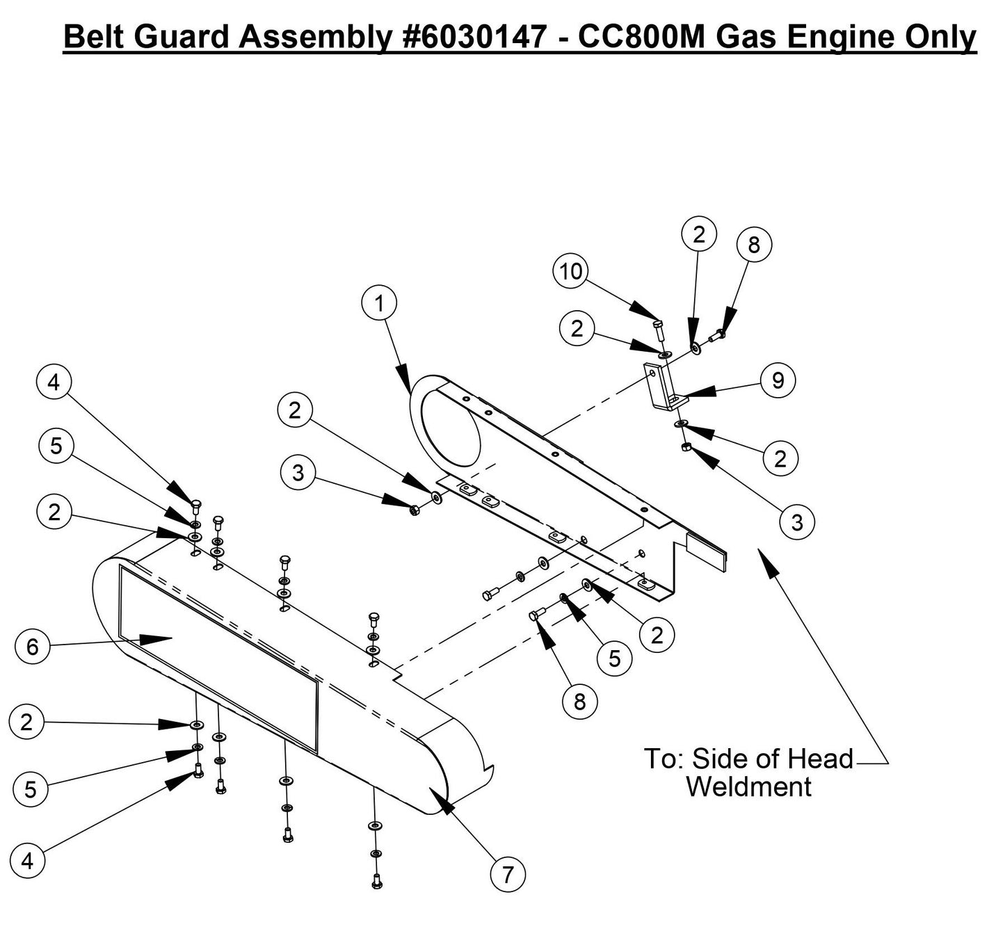 CC800M Belt Guard Assembly Gas Engine Only