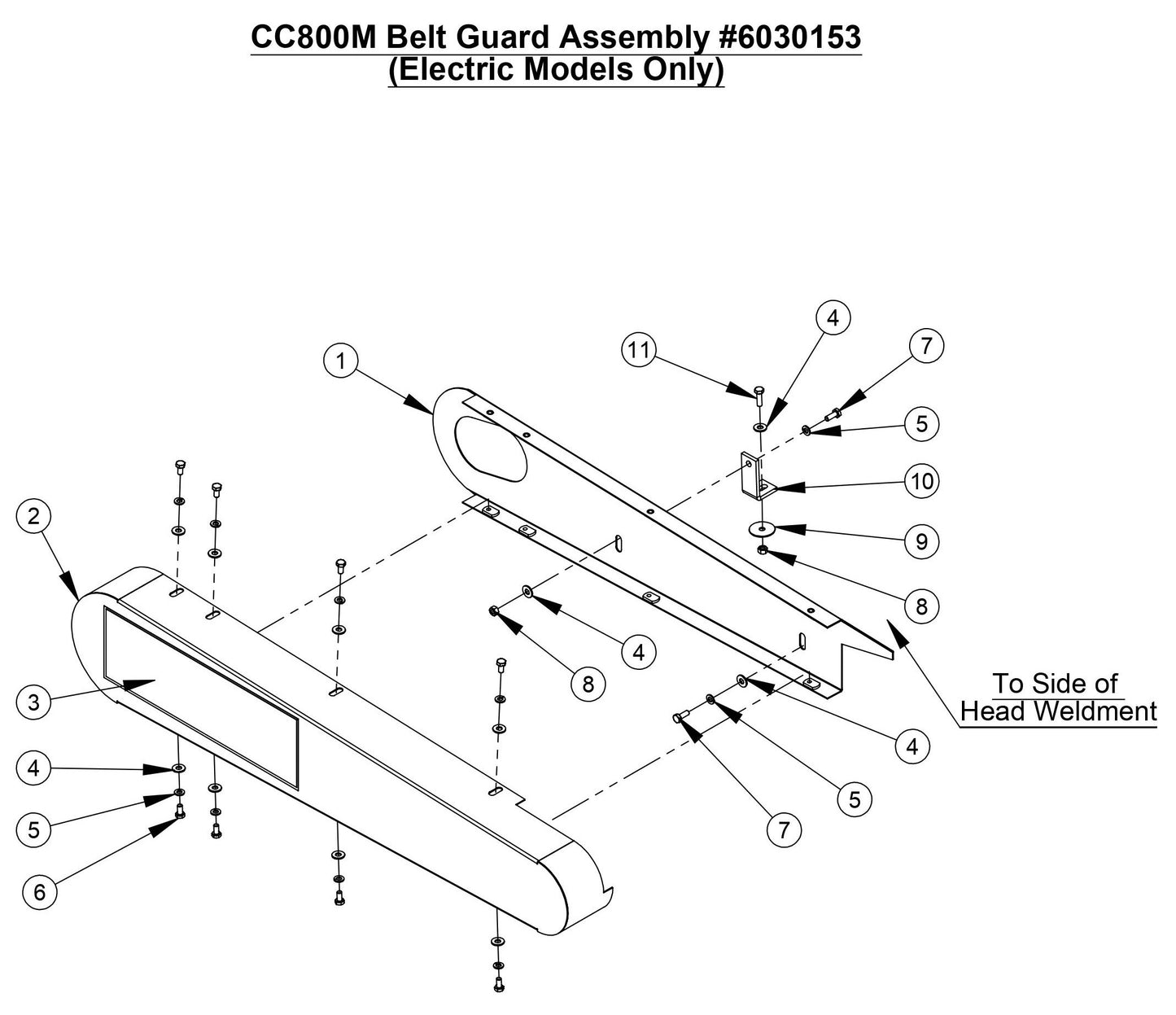 CC800M Belt Guard Assembly (Electric Models Only)