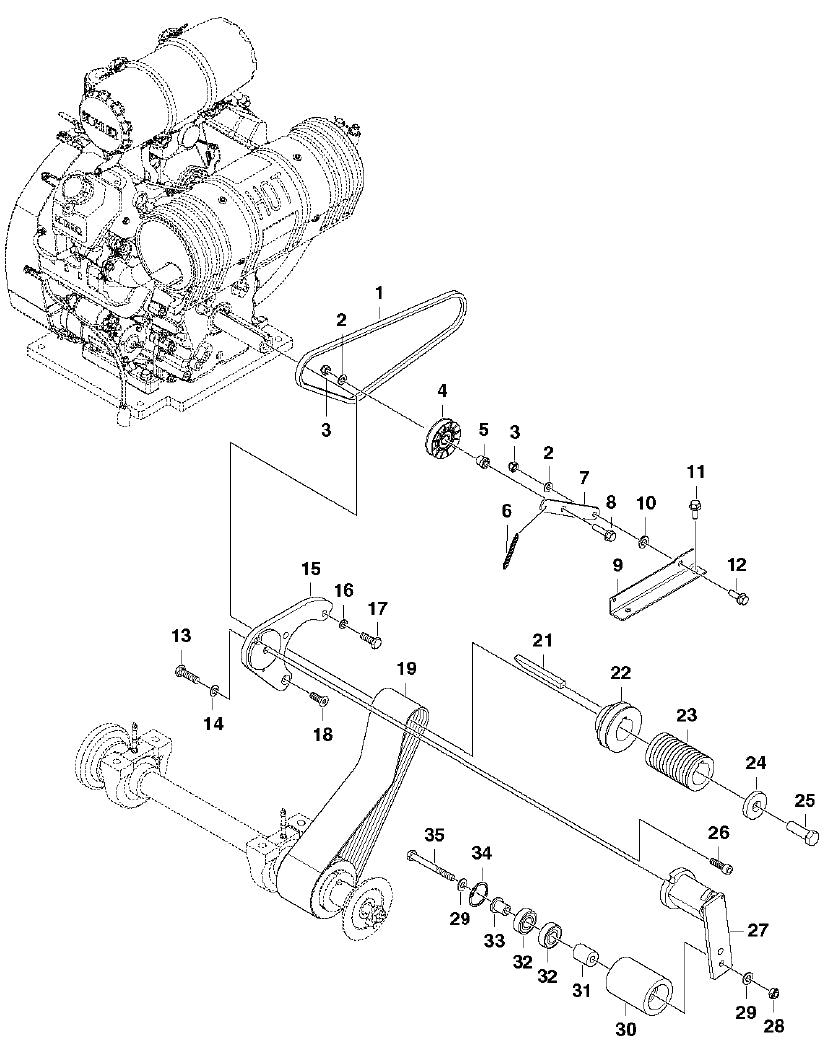 FS3500 Belt Assembly Parts by Husqvarna