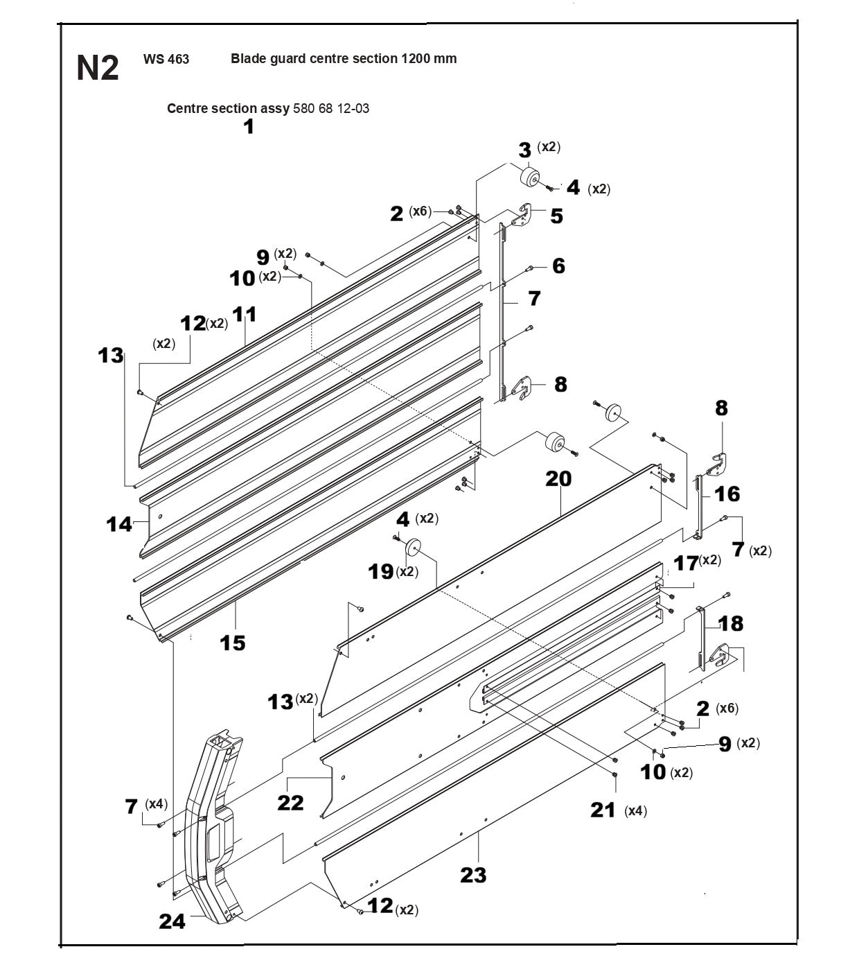 Blade Guard - Centre Section 120mm Parts For WS 463 By Husqvarna