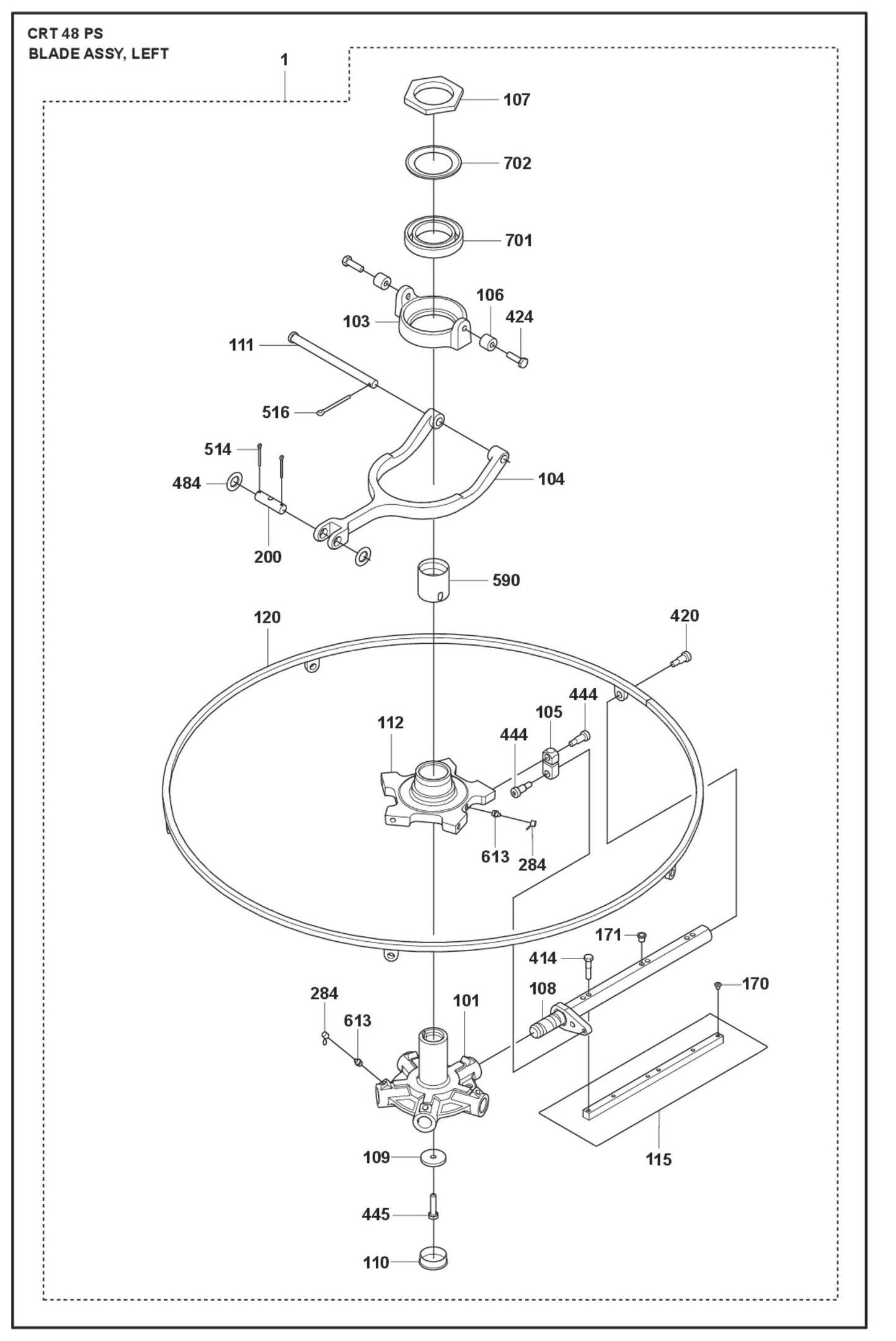 Blade Assembly, Left Parts For Ride On Trowel CRT 48 Diesel By Husqvarna