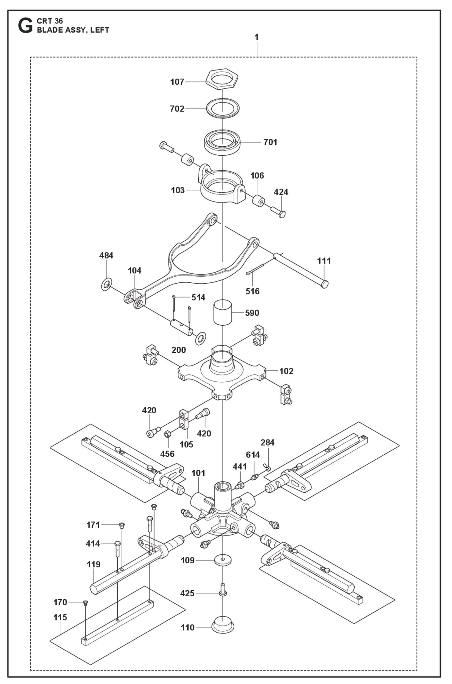 Blade Assembly, Left Parts For Ride On Trowel CRT 36 By Husqvarna