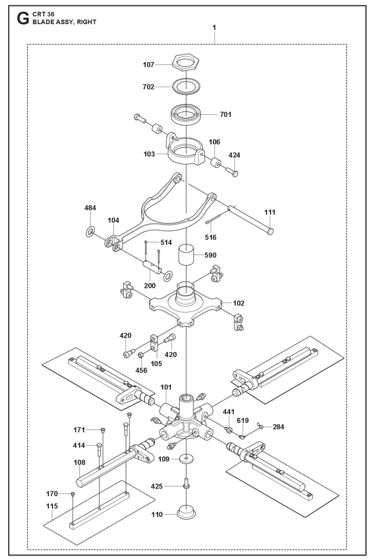 Blade Assembly, Right Parts For Ride On Trowel CRT 36 By Husqvarna
