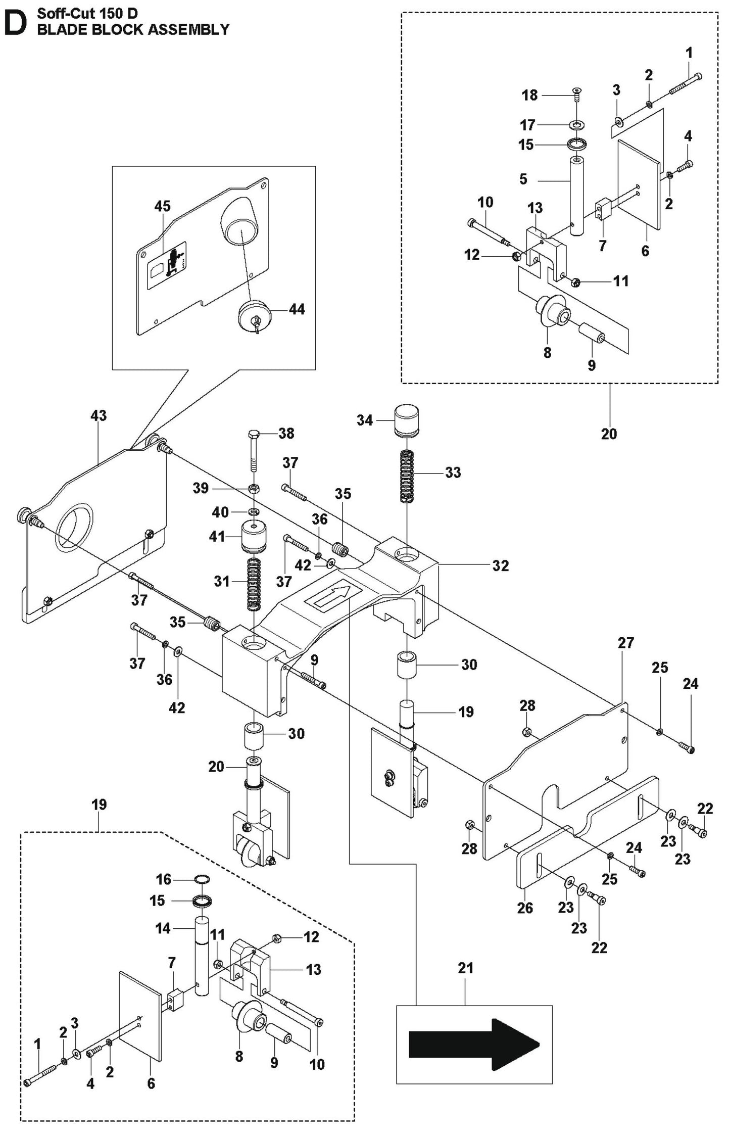 Blade Block Assembly Parts For Soff Cut 150 D By Husqvarna