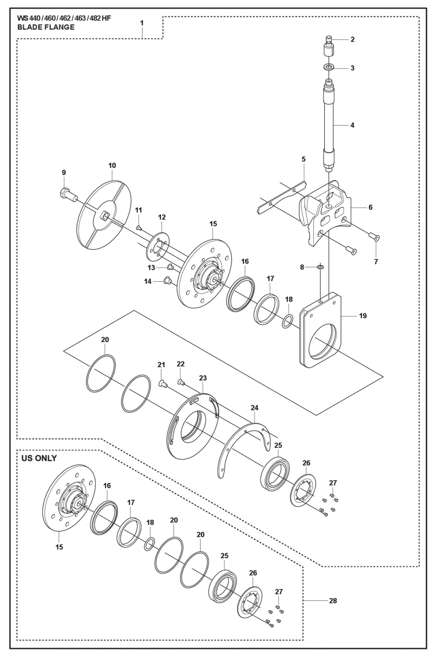 Blade Flange Parts For WS 460 By Husqvarna