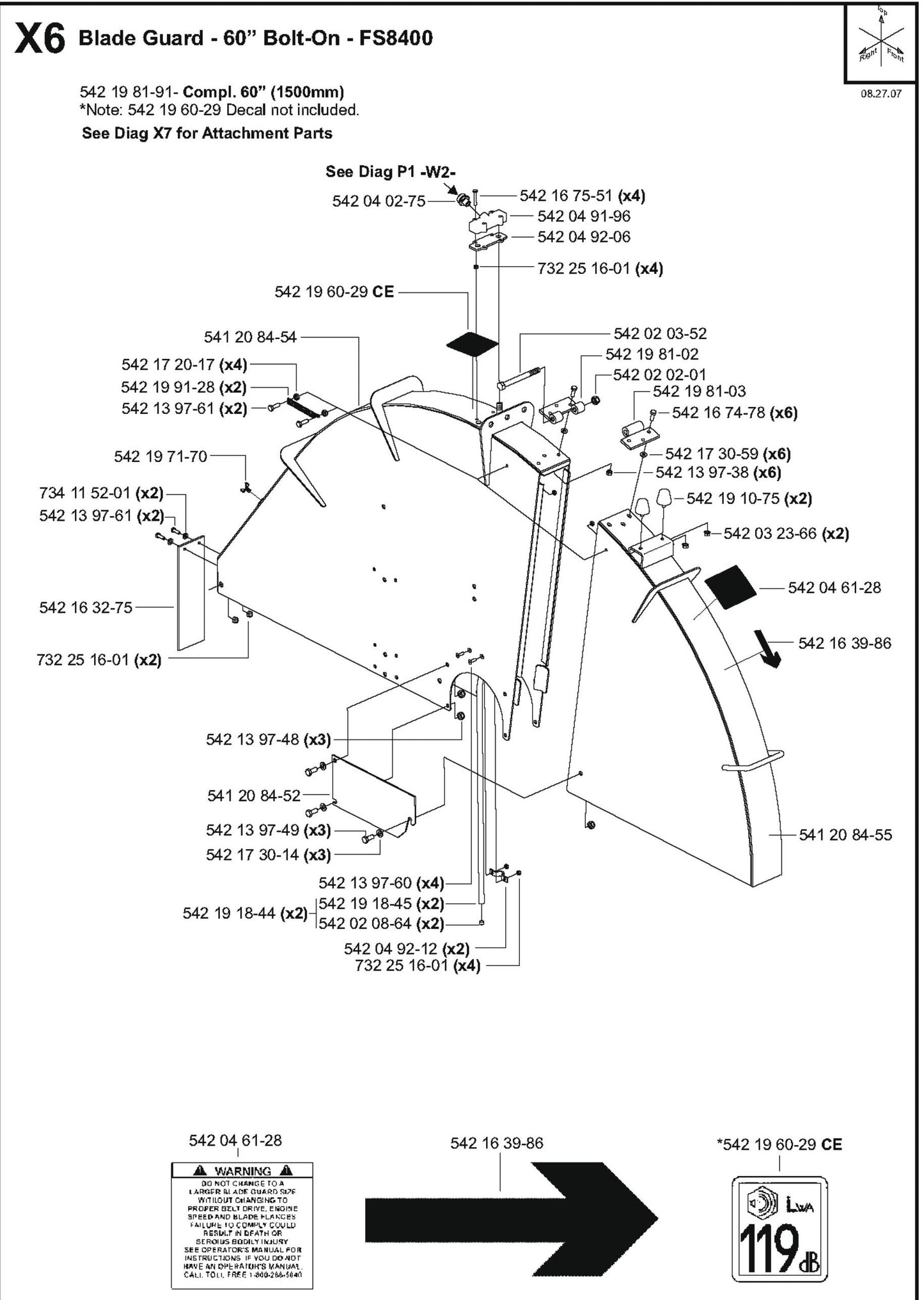 Blade Guard - 60" Bolt-On Parts for FS8400D By Husqvarna