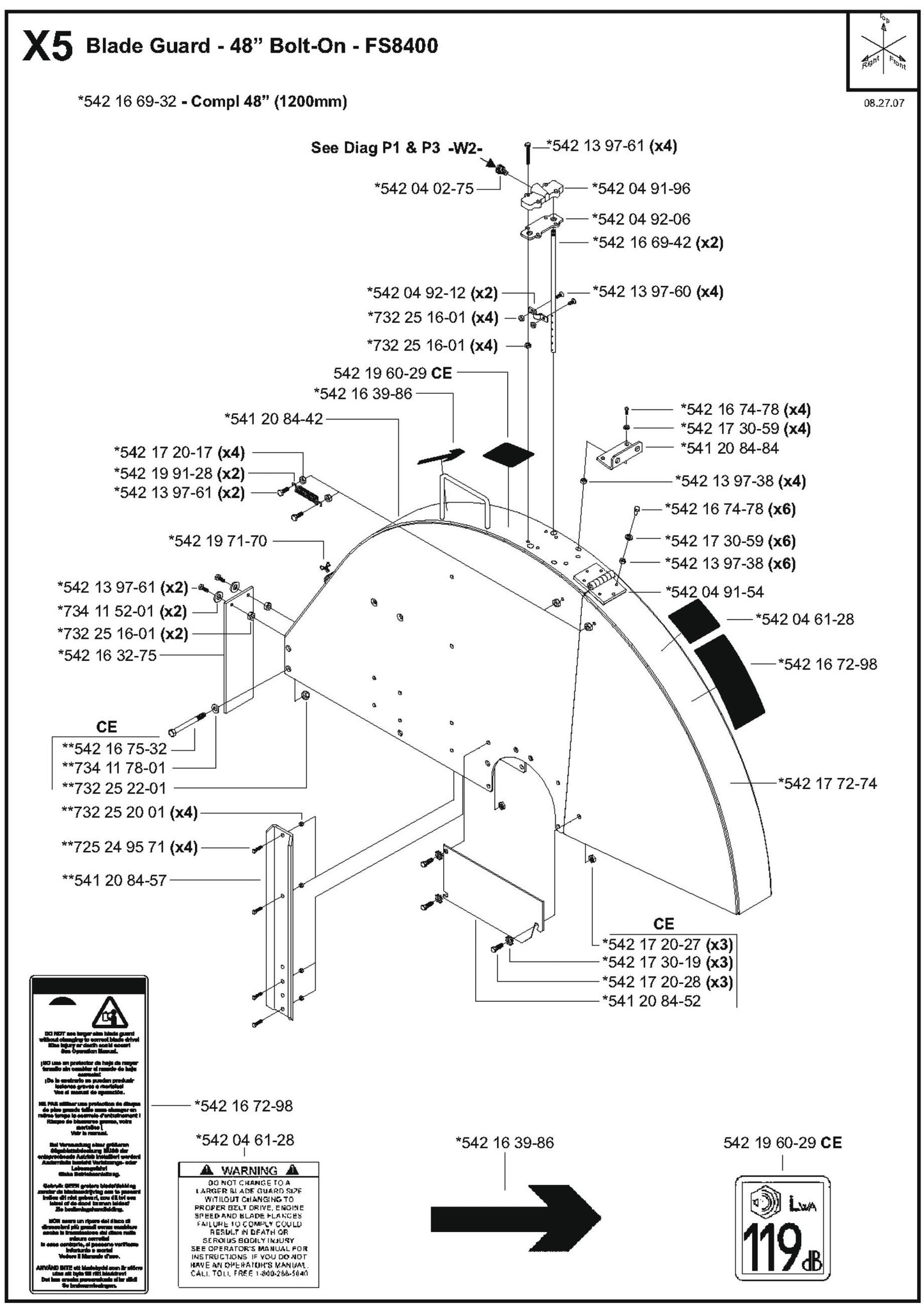 Blade Guard - 48" Bolt-On Parts for FS8400D By Husqvarna