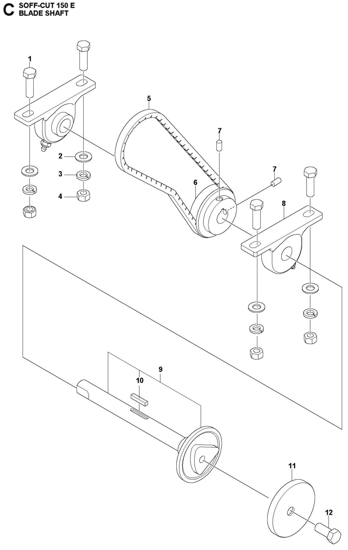Blade Shaft Parts For Soff Cut 150 E by Husqvarna