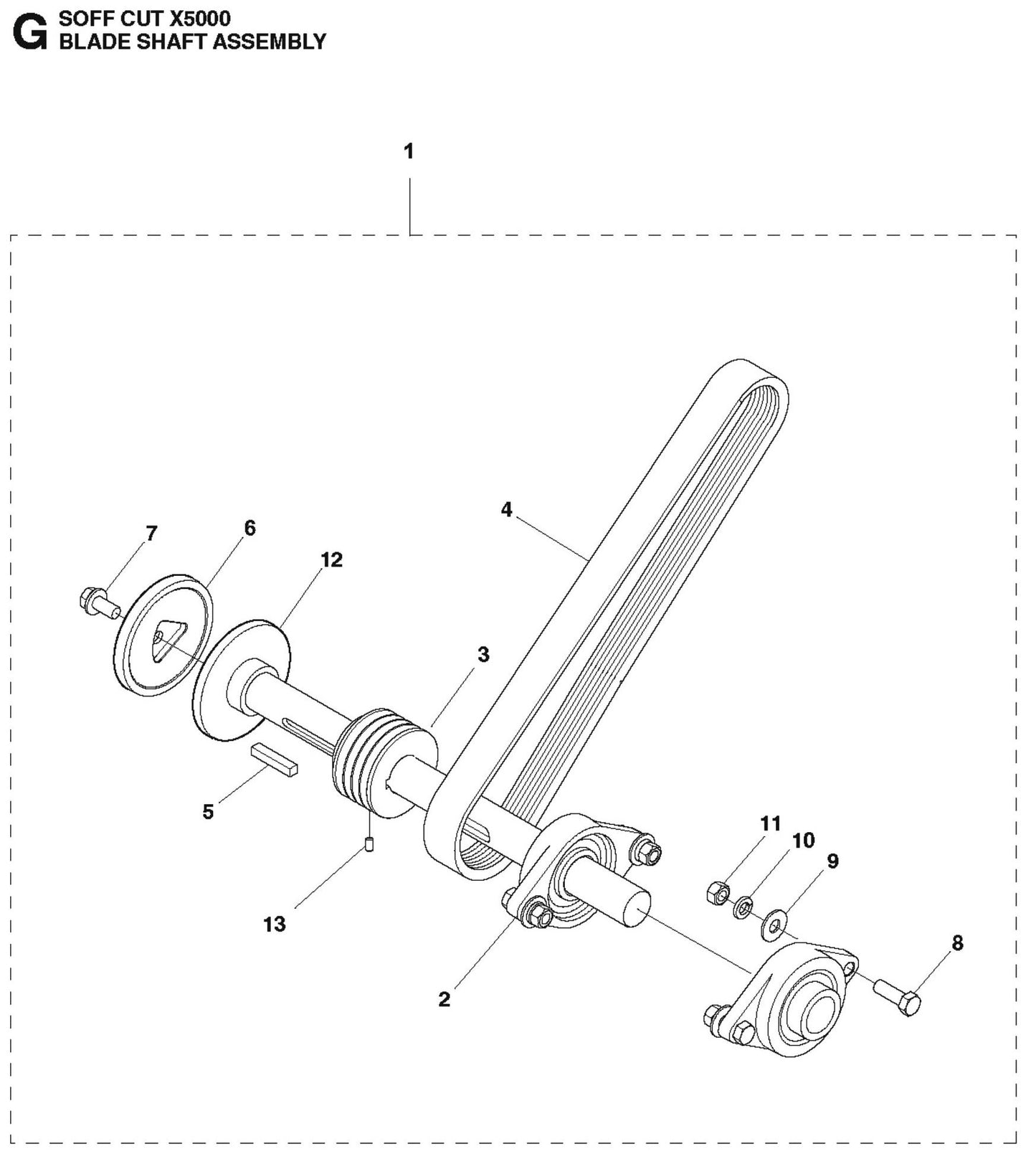 Blade Shaft Assembly Parts For Soff Cut X5000 by Husqvarna