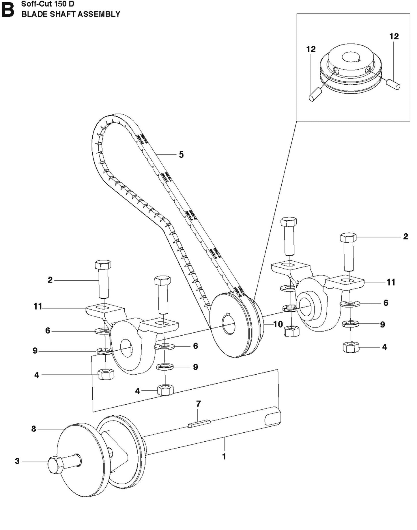 Blade Shaft Assembly Parts For Soff Cut 150D By Husqvarna