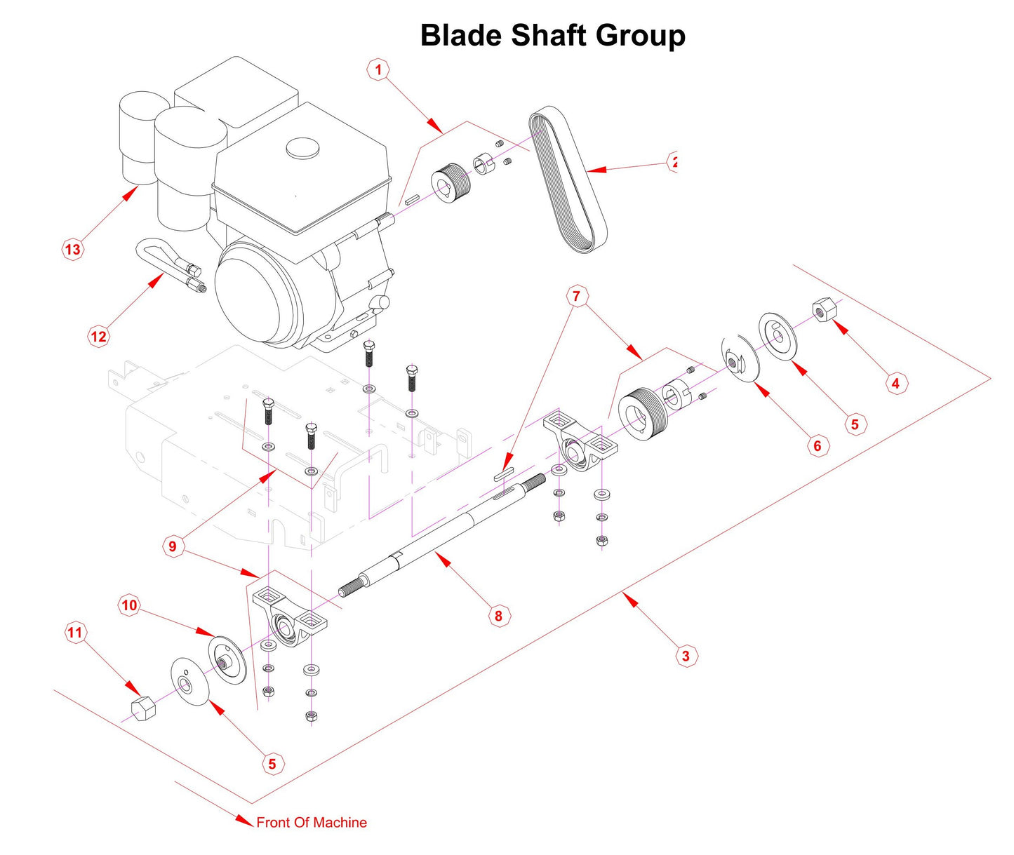 C1318P Blade Shaft Group Parts By Norton Clippers