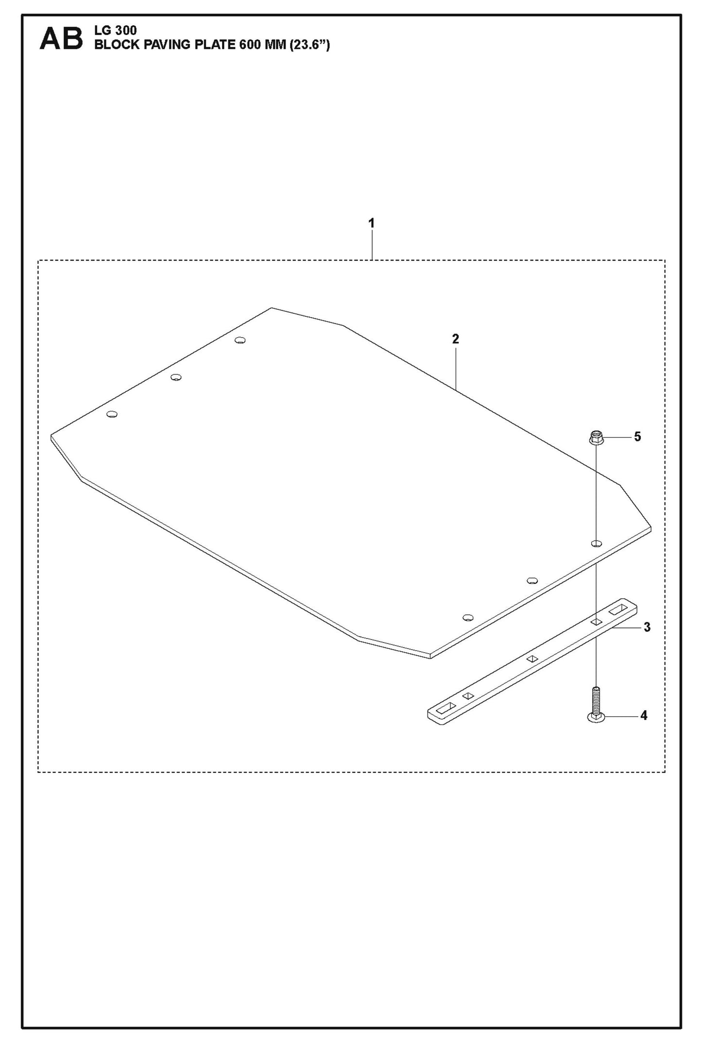 Block Paving Plate 600 MM (123.6") Parts For LG 300 Diesel By Husqvarna