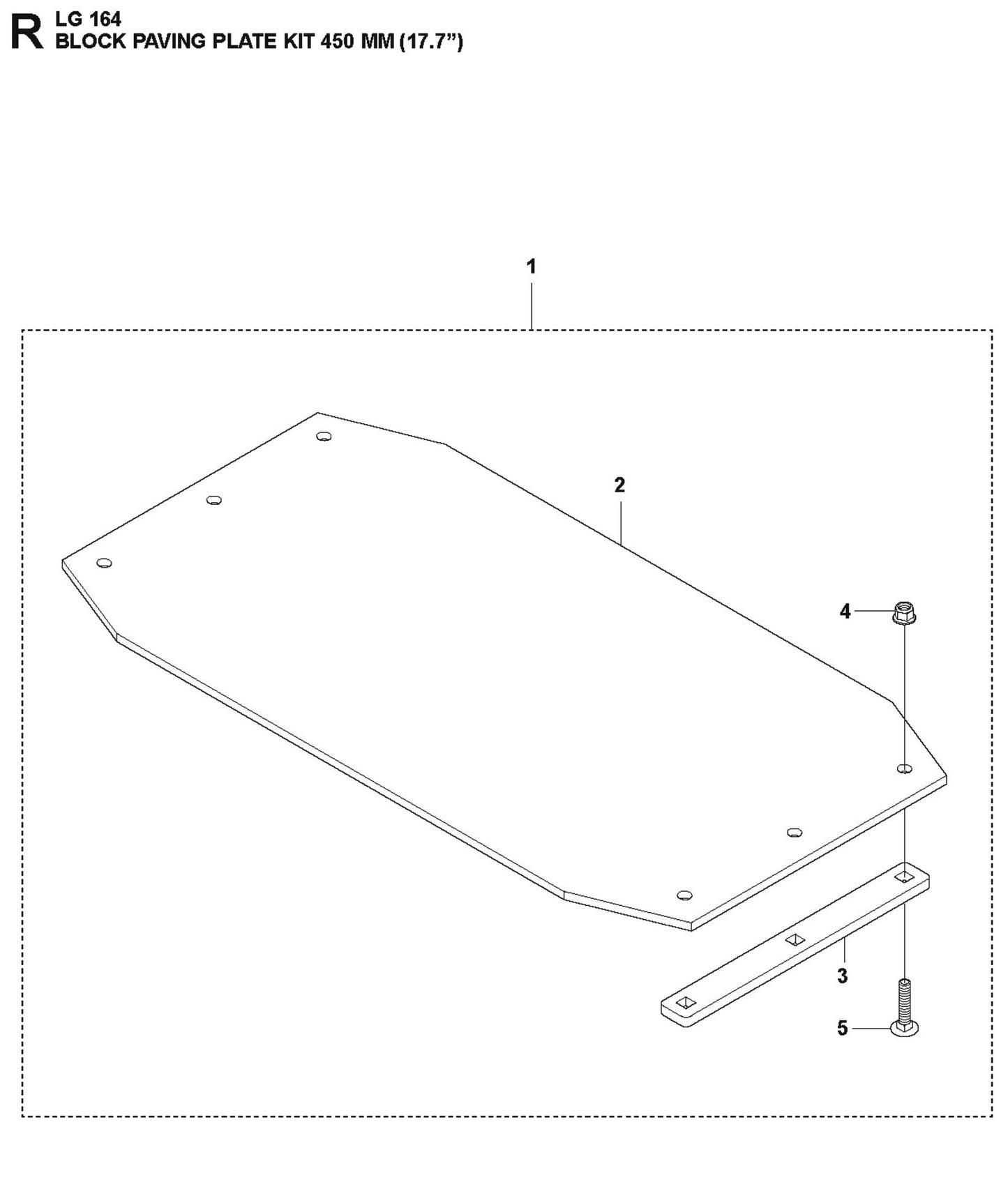 Block Paving Plate Kit 450 MM (17.7") Parts For LG 164 Petrol By Husqvarna