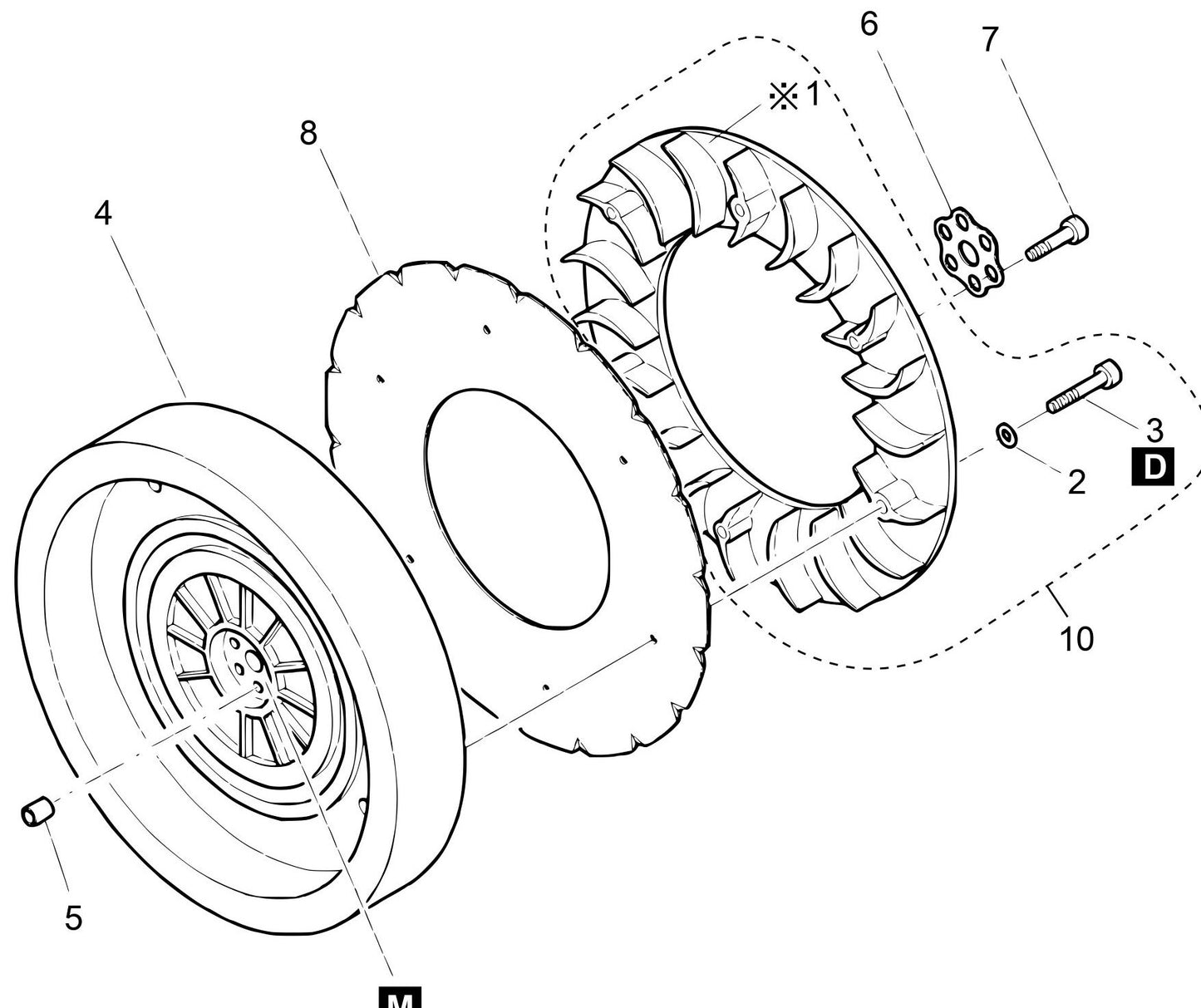 MVH408DZ HATZ 1B50 Engine Blower Flywheel Assembly Parts