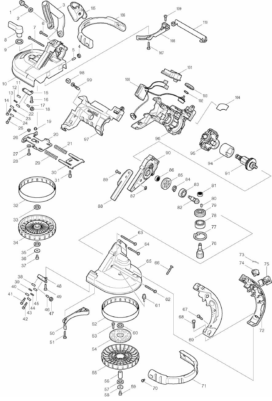 BPB180 Cordless Portable Band Saw Assembly Parts by Makita