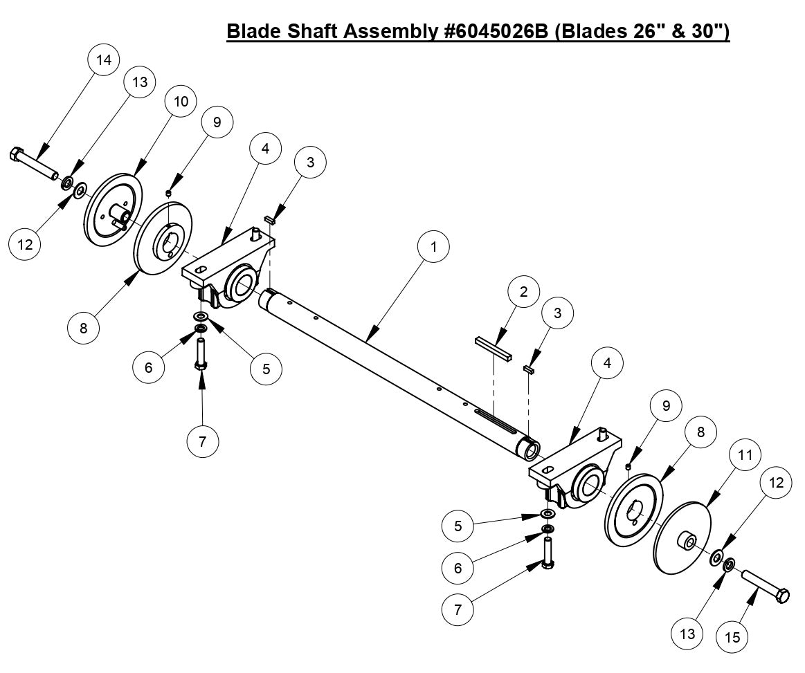 CC4144D Blade Shaft Assembly (26" & 30")
