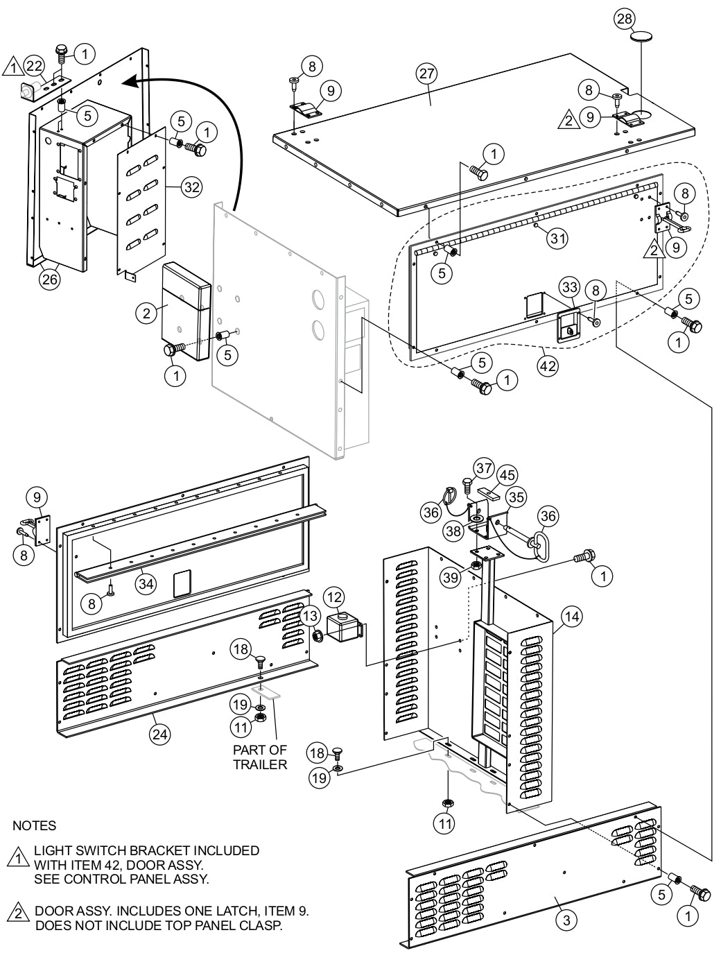 Cabinet Assembly Parts for LT12DAB Light Towers by Multiquip