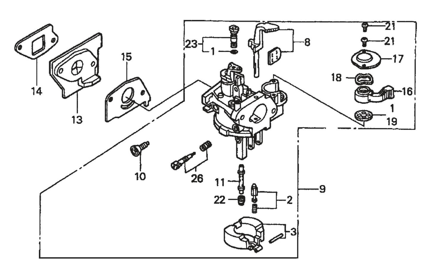 BP-25H Honda GXH50QXA Engine —Carburetor Assembly Parts By Multiquip