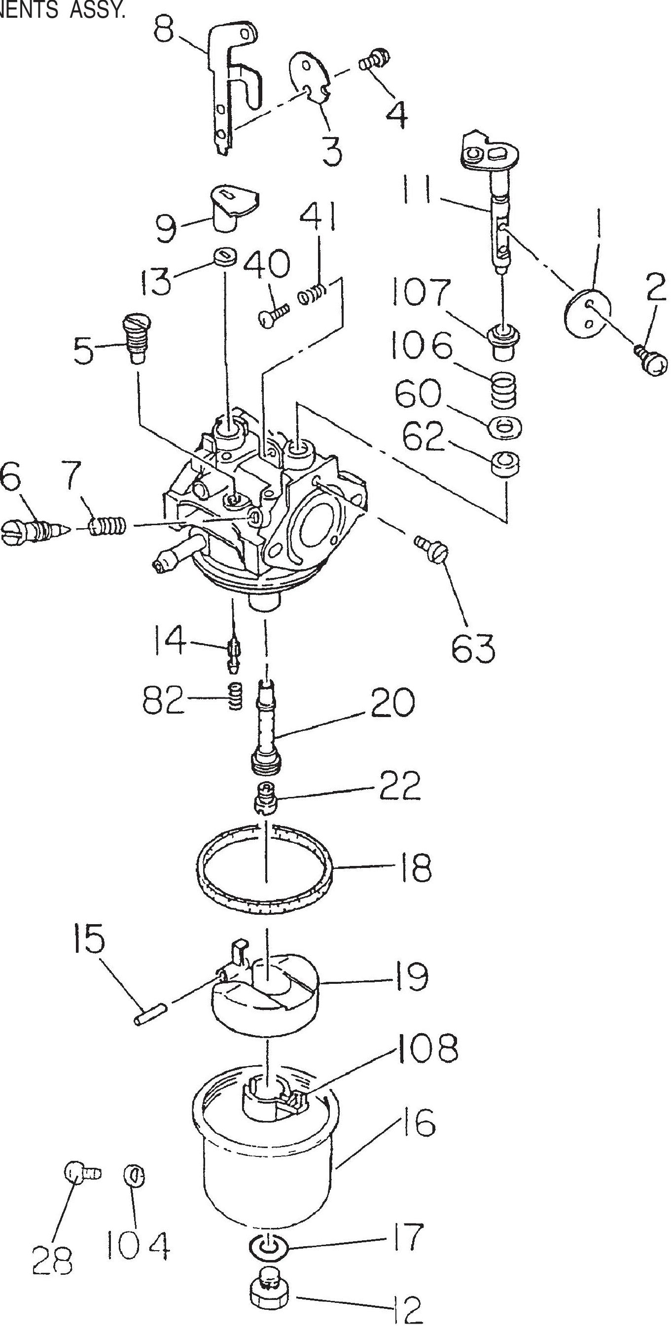 MT62HS Robin EC-08HS Engine Carburetor Components Assembly Parts