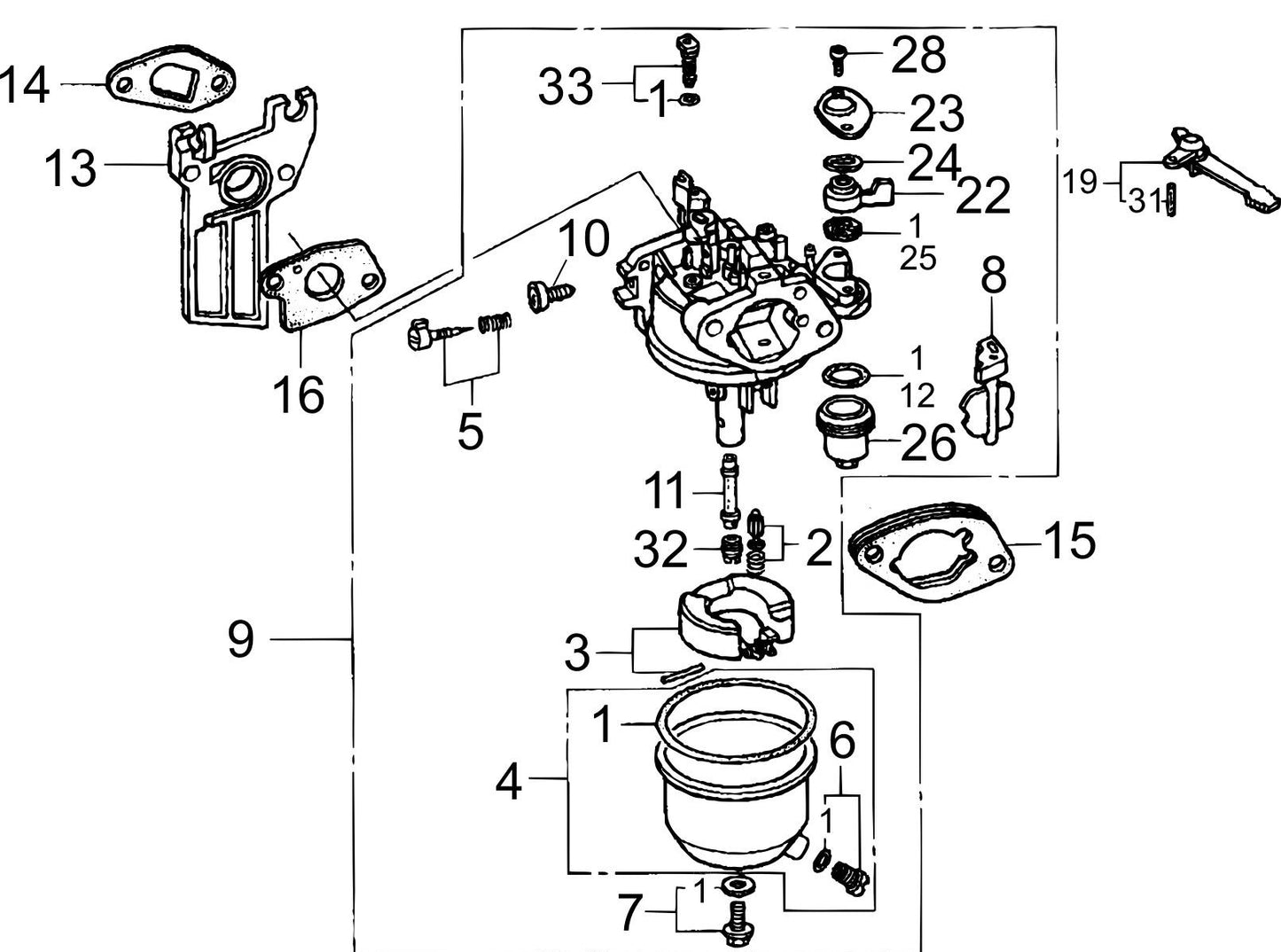 MVC64-VH/VHW Honda GX120U1SM12 Engine Carburetor Assembly Parts