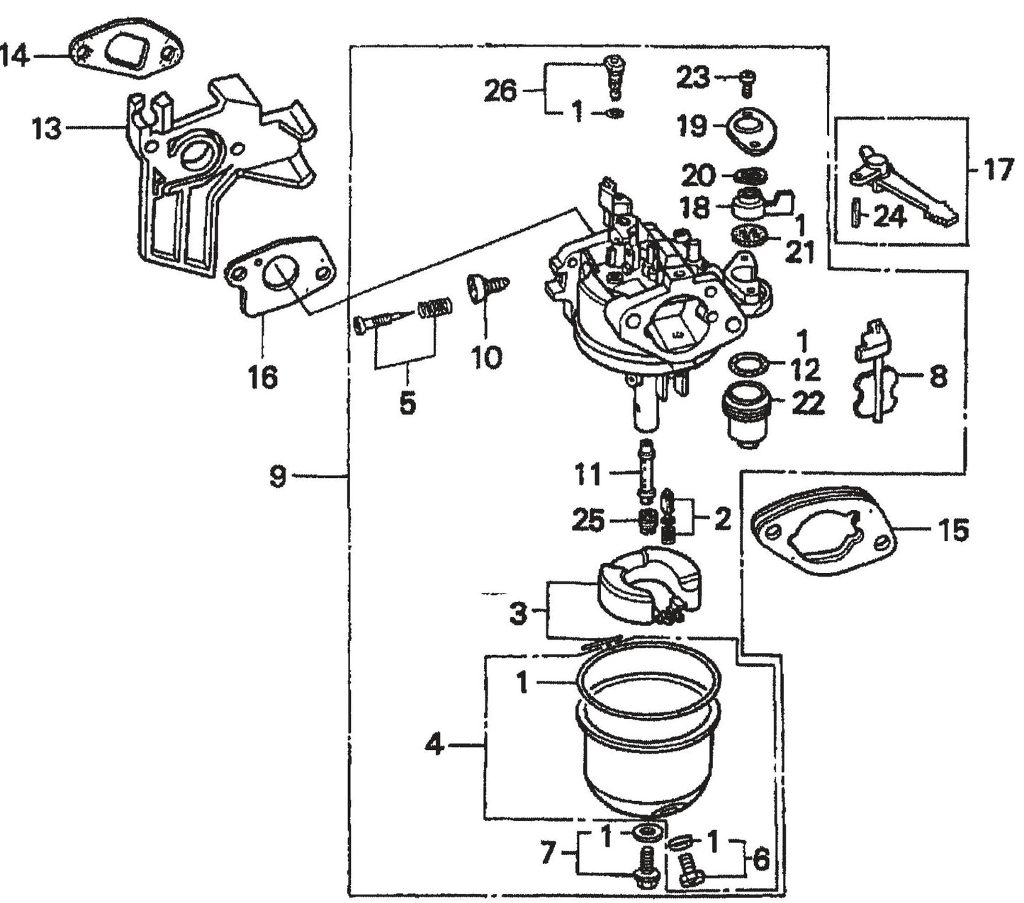 HONDA GX200QXC9 Carburetor Assembly Parts For FCG1 Series by Multiquips