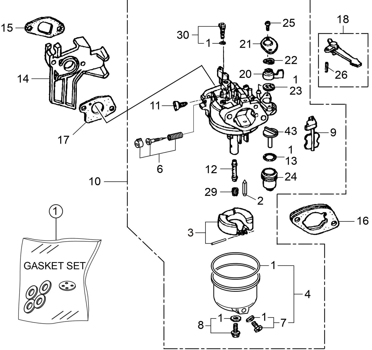 MVB85H Honda GX120UT2SM12 Engine Carburetor Assembly Parts