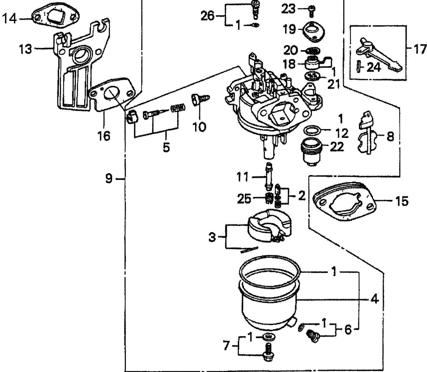 HONDA GX160K1TX2 Engine Carburetor Assembly Parts For T20H/QP202TH By Multiquip