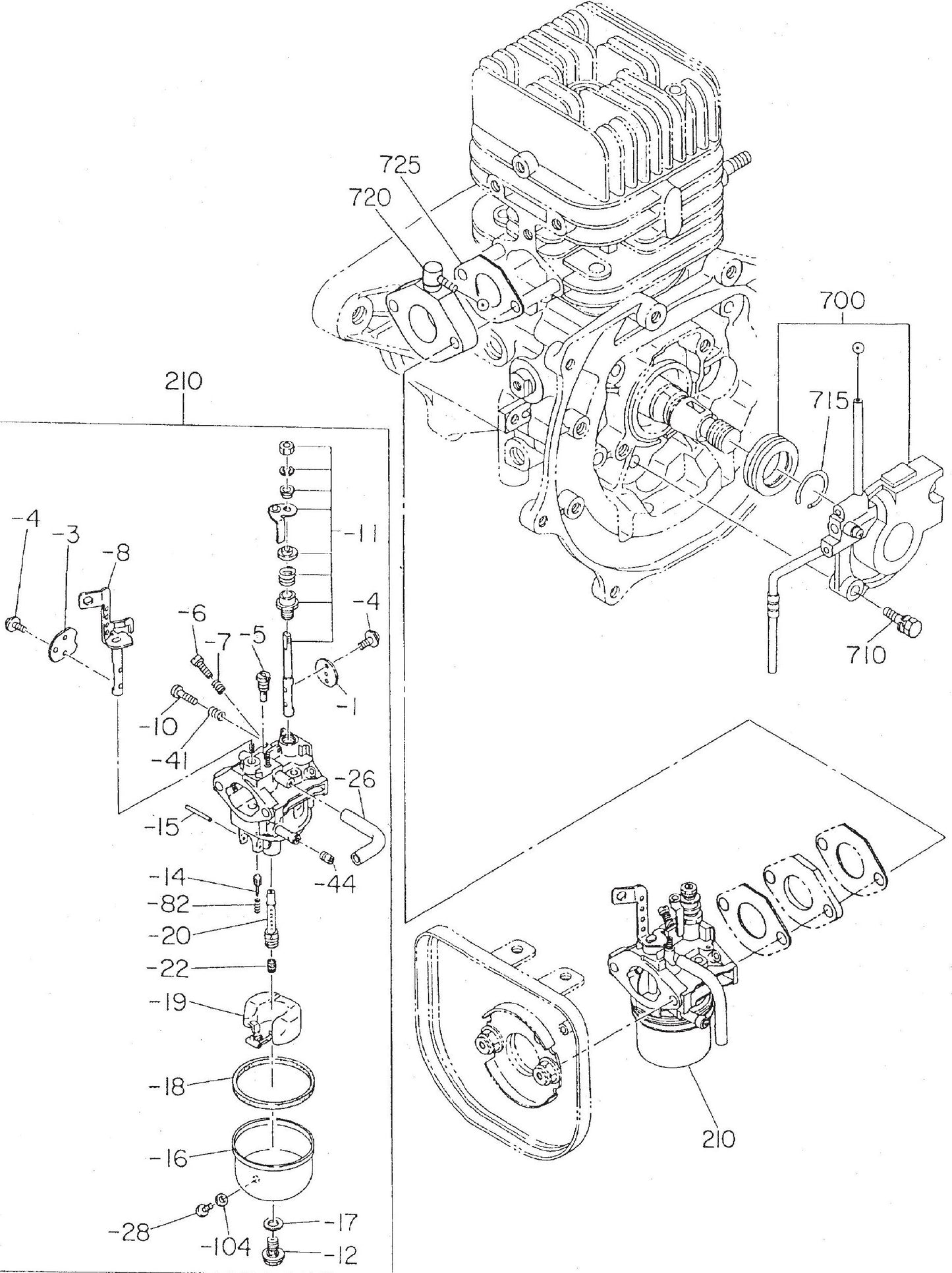 MT75HS Robin EC12HS Engine Carburetor And Oil Pump Assembly Parts