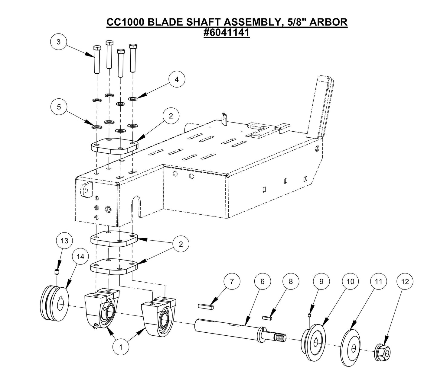 CC1000 Blade Shaft Assembly, 5/8" Arbor Assembly Parts