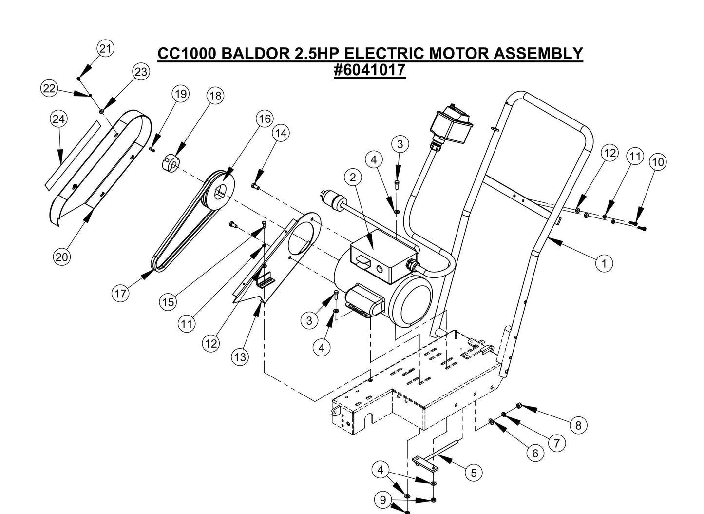 CC1000 Baldor 2.5 HP Electric Motor Assembly Parts
