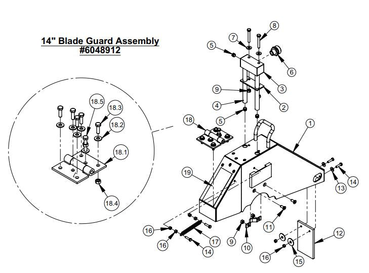 6048912 14" Blade Guard Assemby, Slip-On Style for CC1507E CC1300XL/1800 by Core Cut Diamond Products