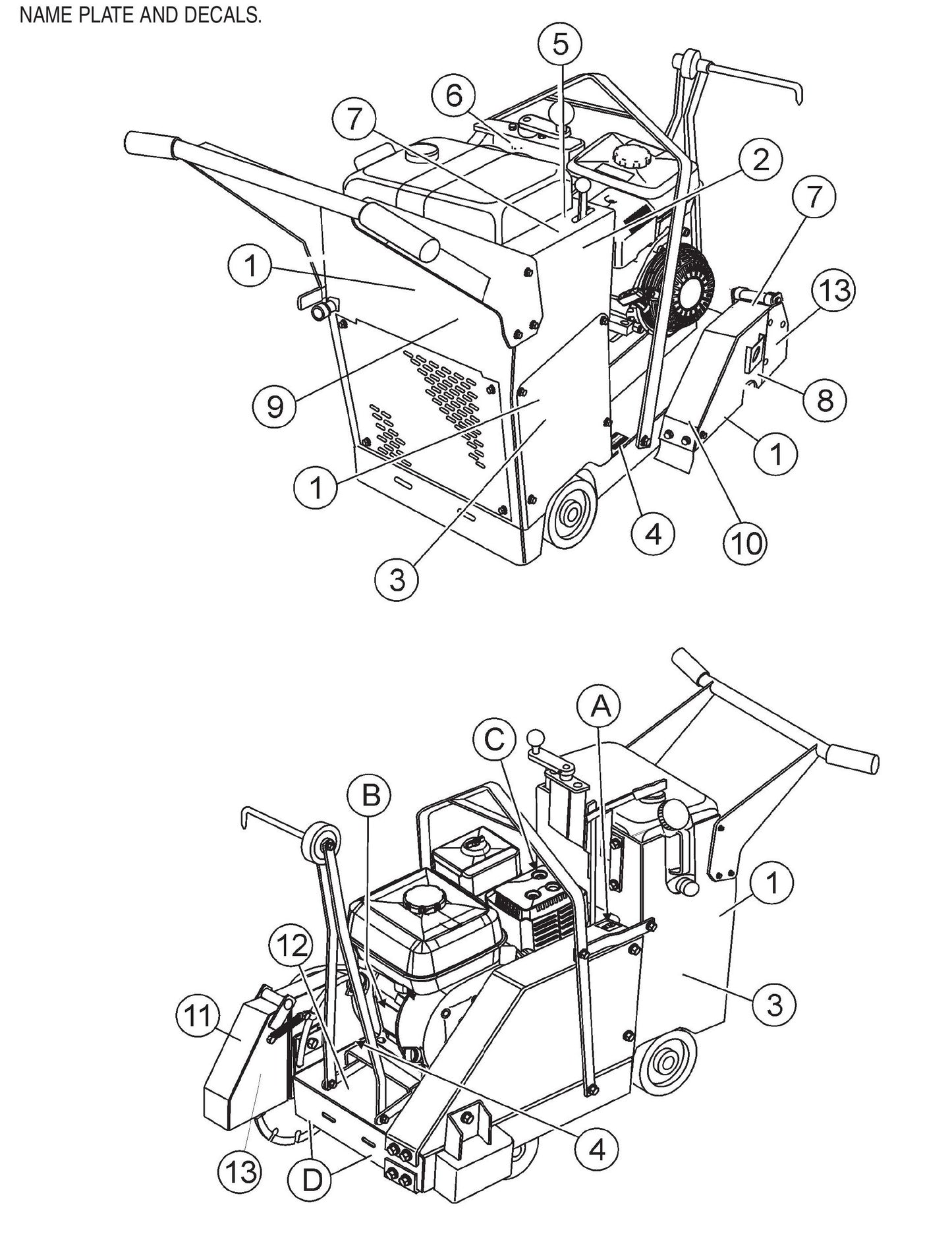 Nameplate And Decals Assembly Parts For SP2 13H20 S13H20 S20H20 By Multiquip