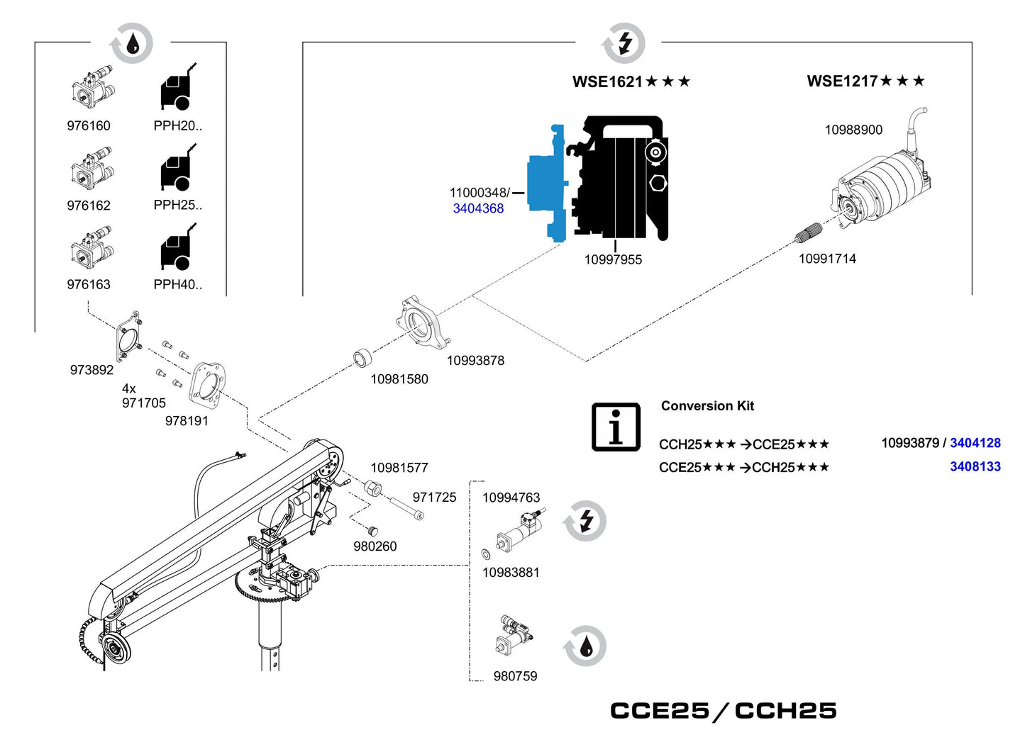CCH25/CCE25 Conversion Assembly Parts
