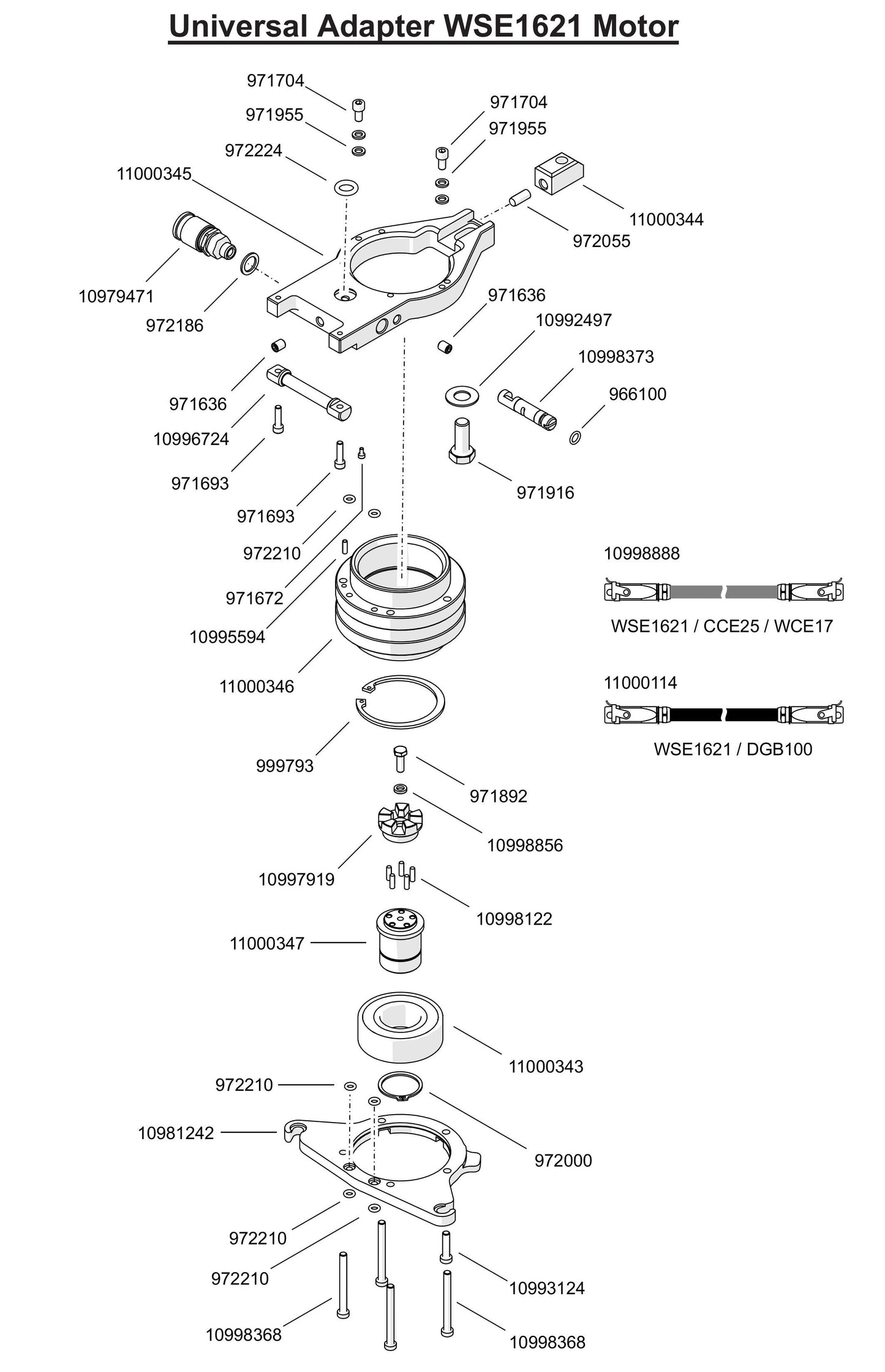 CCH25/CCE25 Universal Adapter WSE1621 Motor Assembly Parts