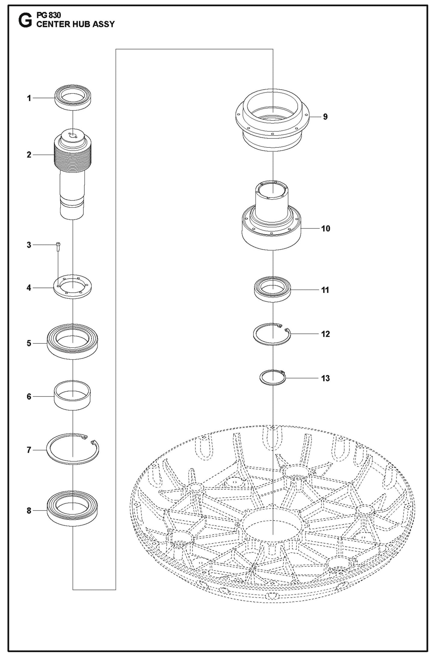 Center Hub Assy Parts For PG 830 By Husqvarna
