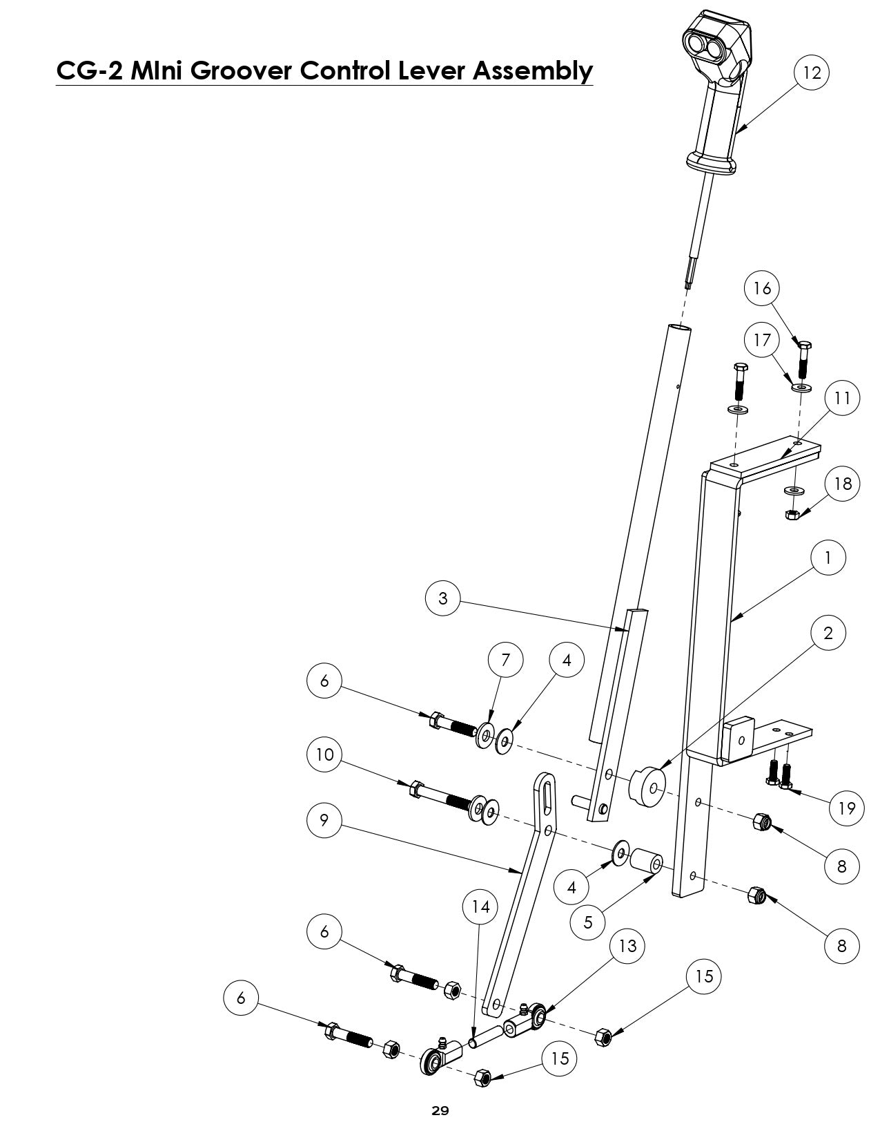 CG-2 (Diesel) MIni Groover Control Lever Assembly