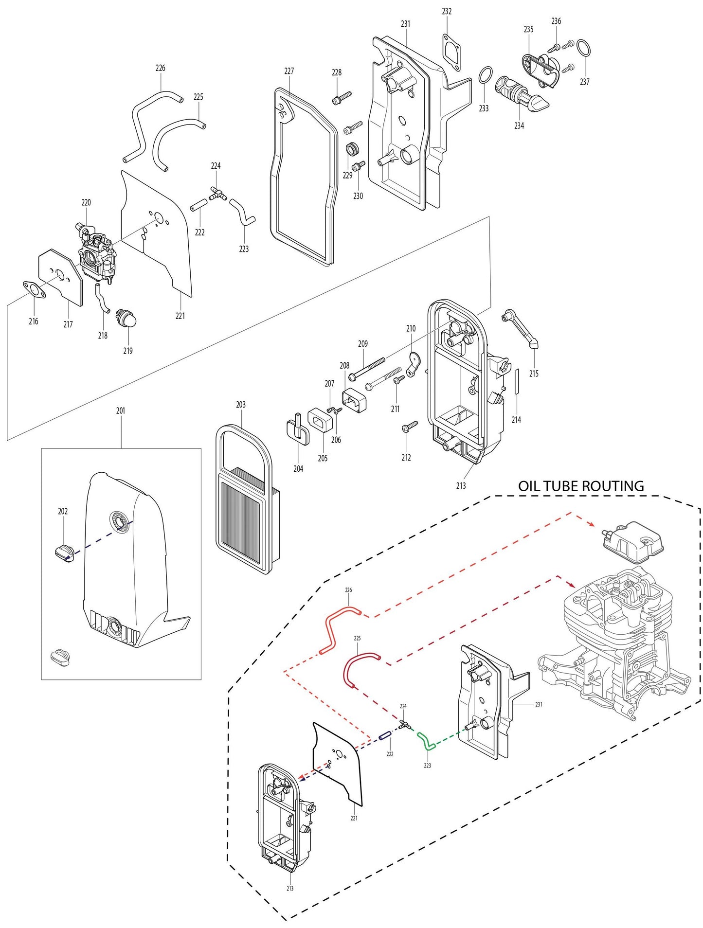 Cleaner Base, Air Filter Assembly Parts For EB7650WH, EB7650TH Blower parts By Makita