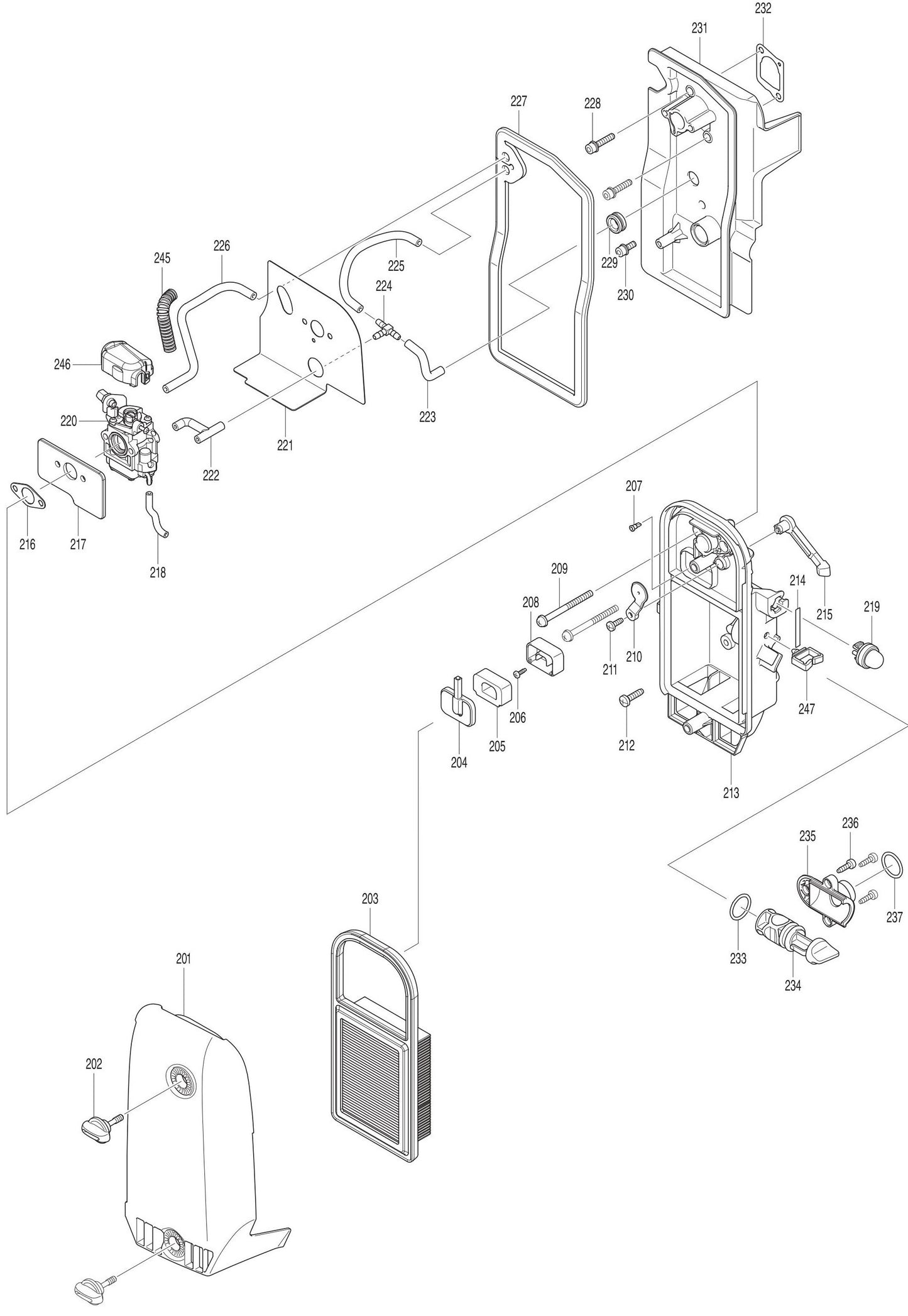 Cleaner Base, Air Filter Assembly Parts For EB7660WH, EB7660TH Blower Parts by Makita