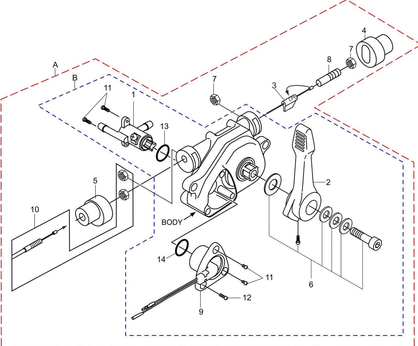 MTX50HD combination Lever Assembly PARTS