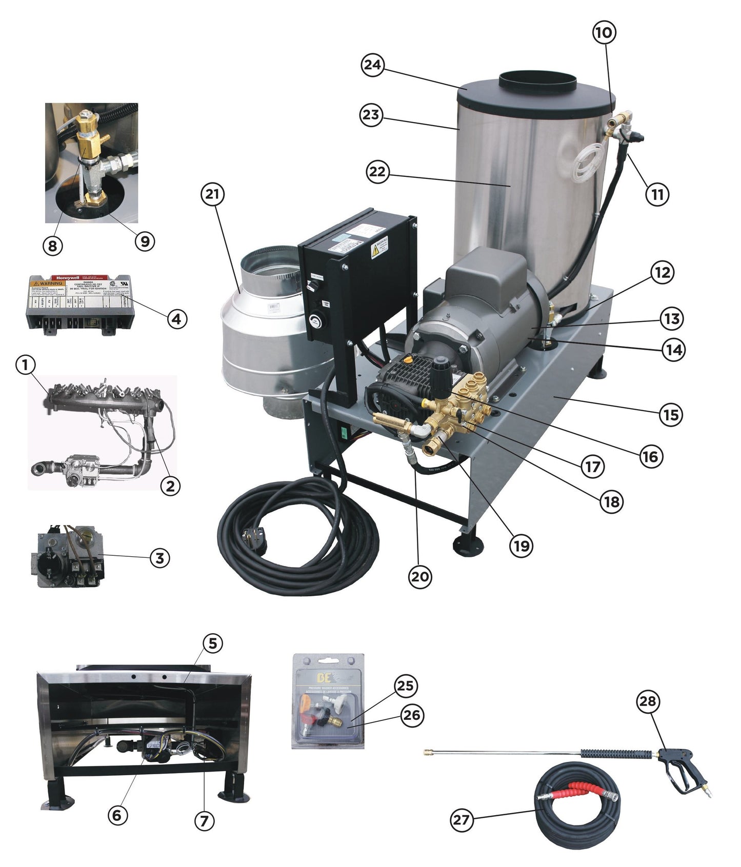 BE HW255E1CNG Pressure Washer Assembly Parts by BE Power Equipment