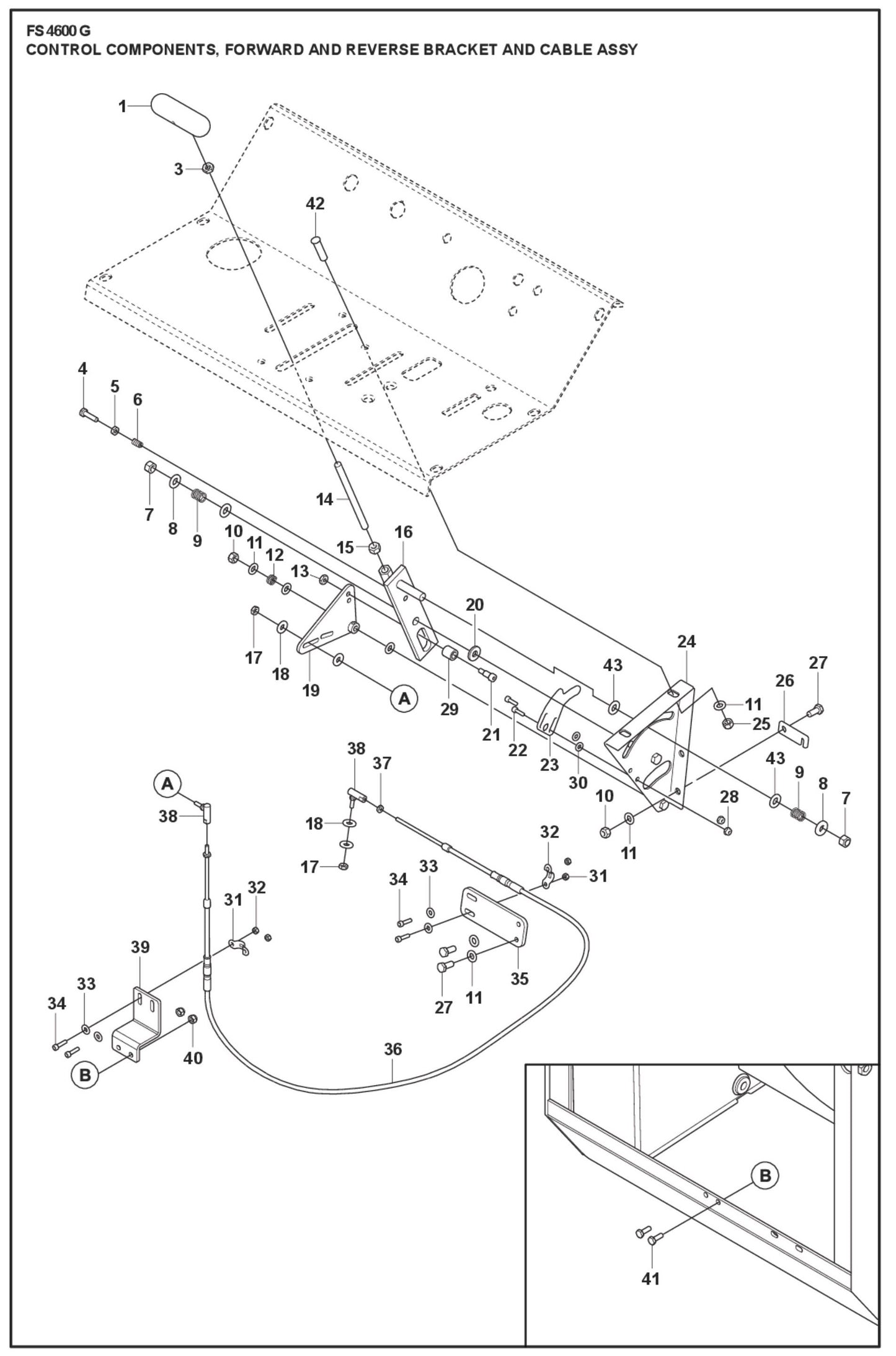Control Components, Forward And Reverse Bracket And Cable Assembly Parts For FS4600 G by Husqvarna